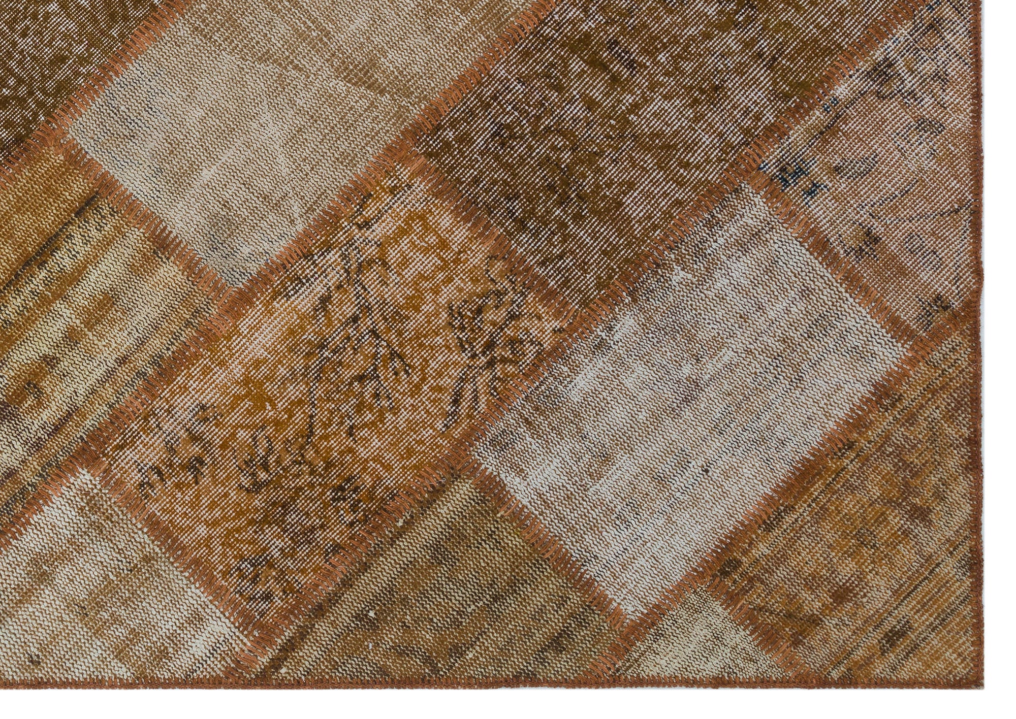 Brown Over Dyed Patchwork Unique Rug 5'3'' x 7'7'' ft 160 x 230 cm