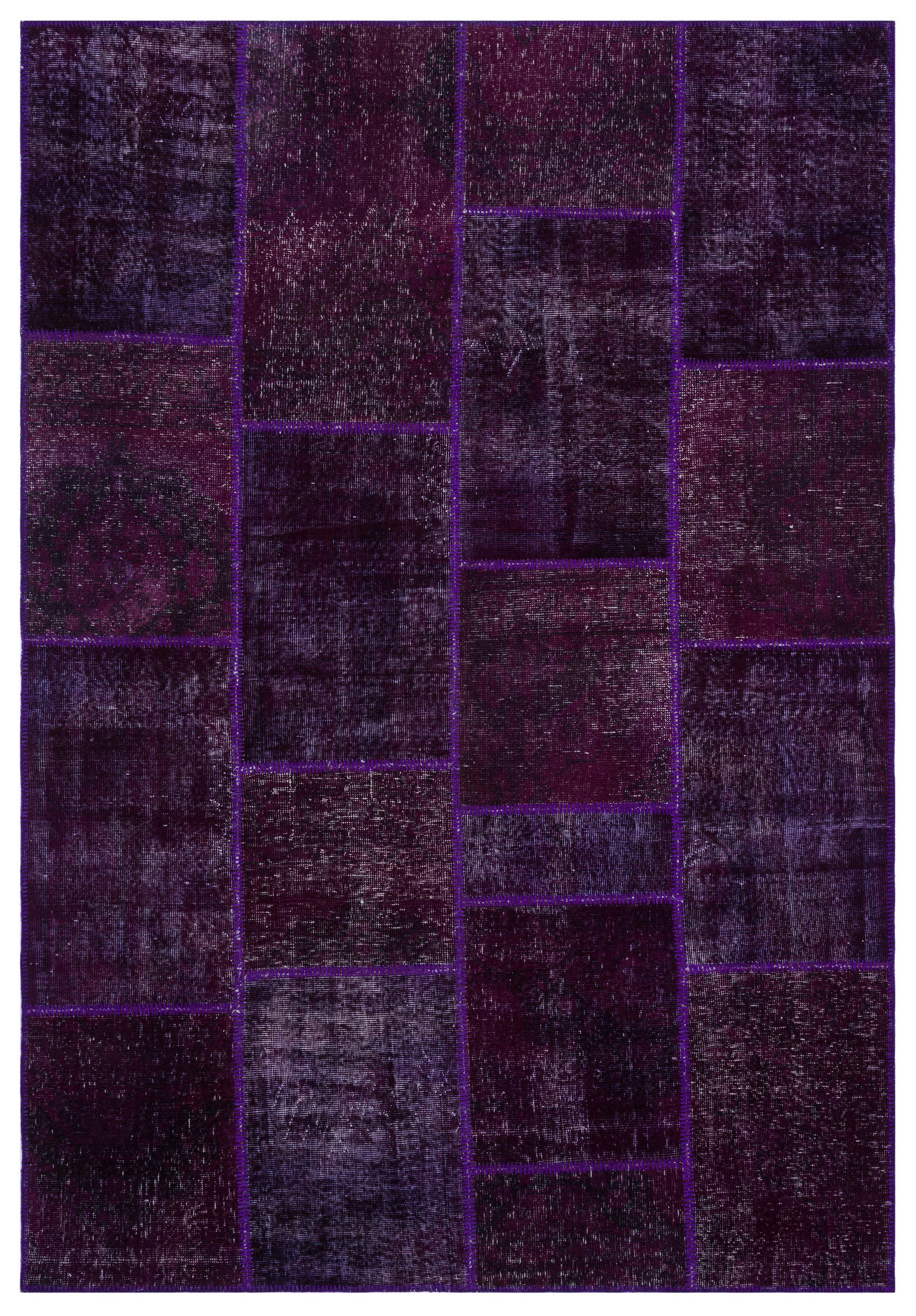 Purple Over Dyed Patchwork Unique Rug 6'3'' x 9'2'' ft 190 x 280 cm