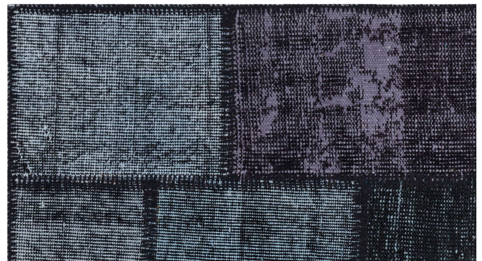Black Over Dyed Patchwork Unique Rug 2'7'' x 4'11'' ft 80 x 150 cm