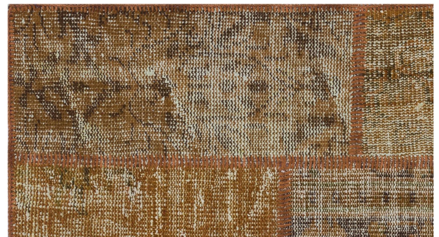 Brown Over Dyed Patchwork Unique Rug 2'7'' x 4'11'' ft 80 x 150 cm