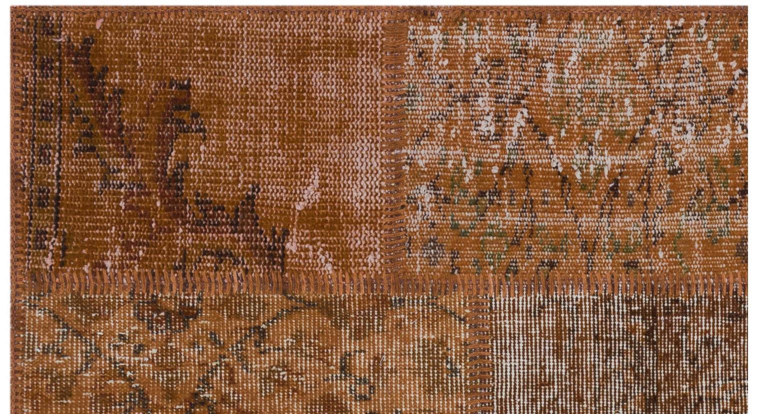 Brown Over Dyed Patchwork Unique Rug 2'7'' x 4'11'' ft 80 x 150 cm