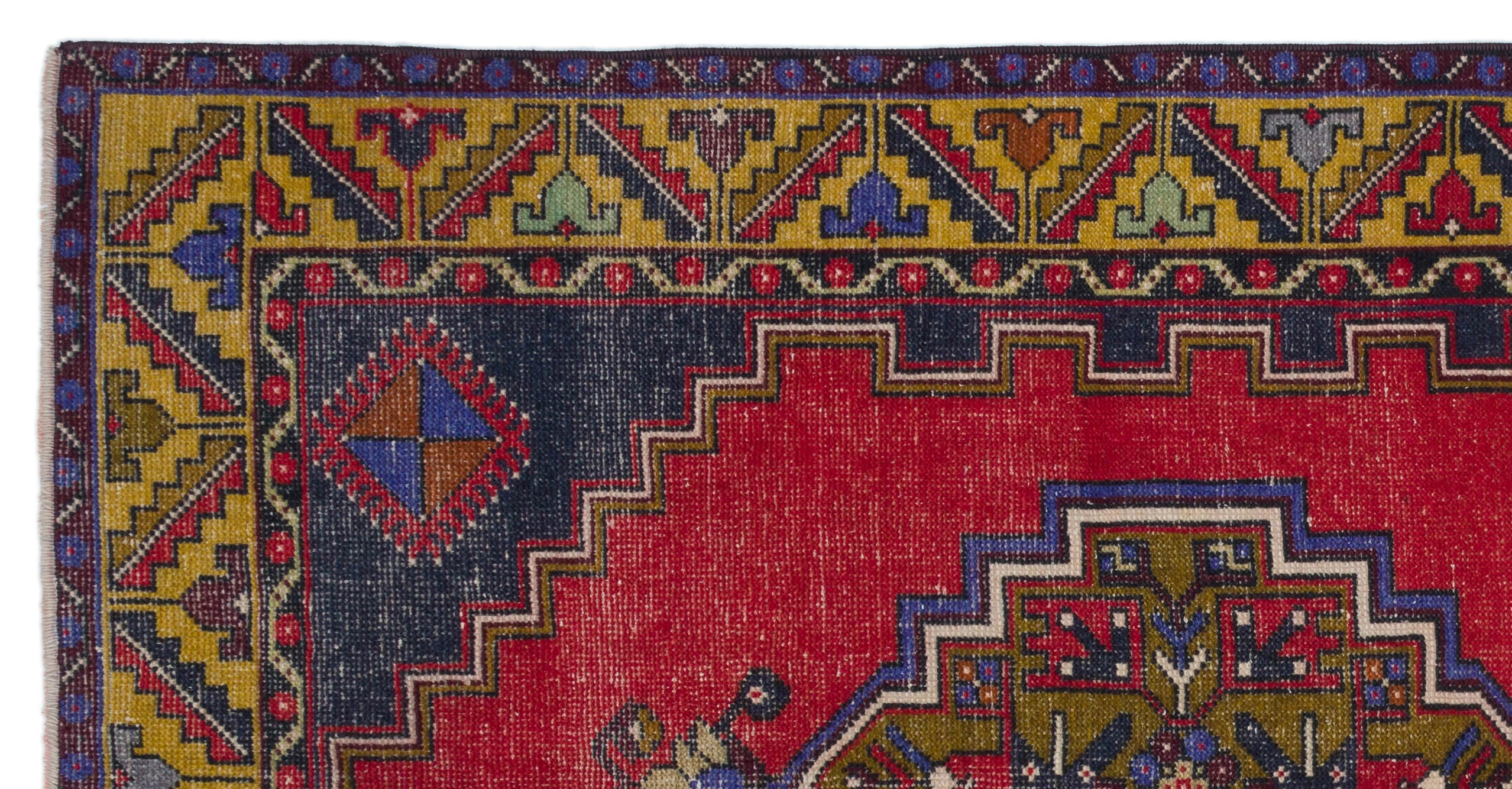 Natural Anatolium Turkish Vintage Rug 3'8'' x 7'3'' ft 113 x 222 cm