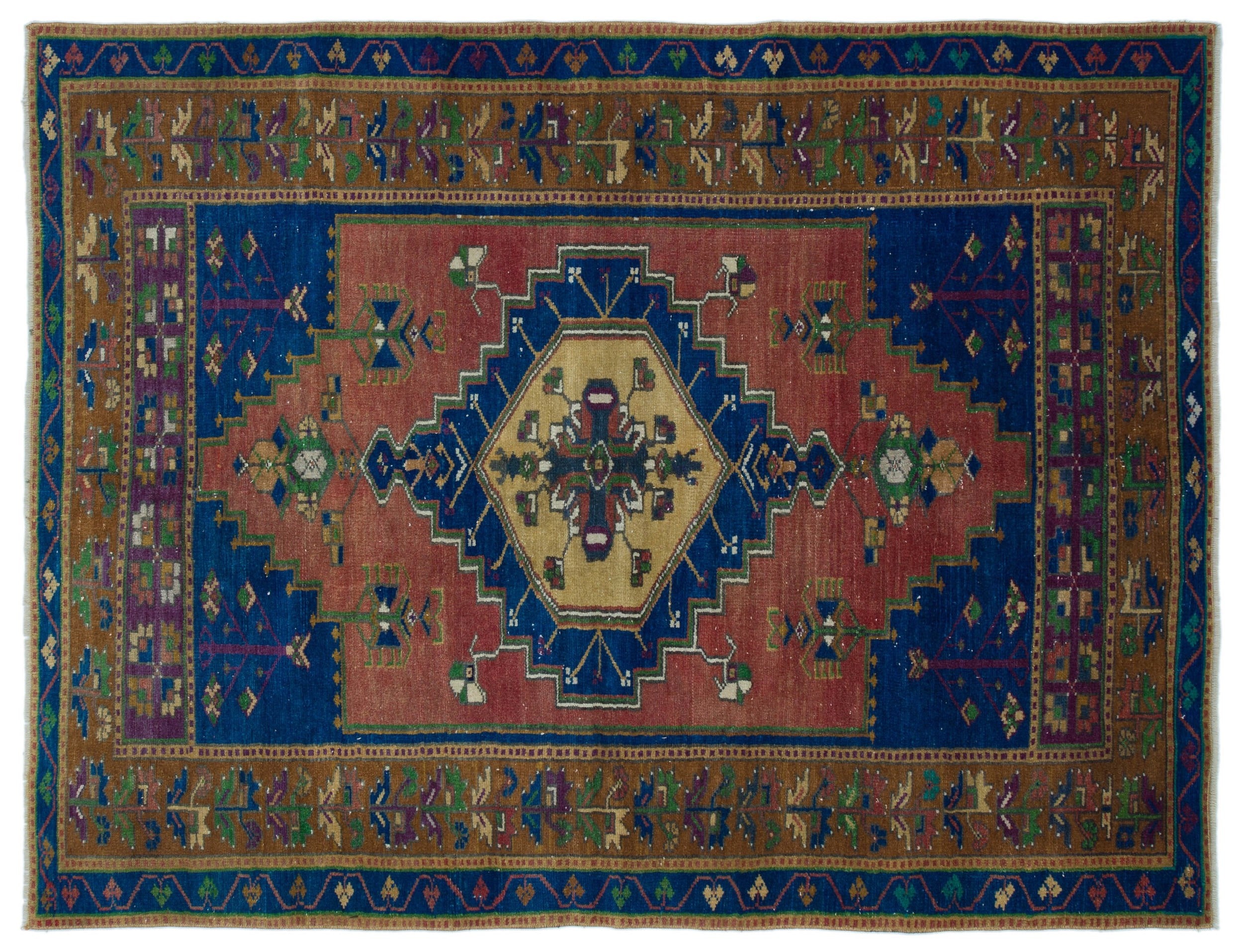 Natural Anatolium Turkish Vintage Rug 4'4'' x 5'9'' ft 133 x 175 cm