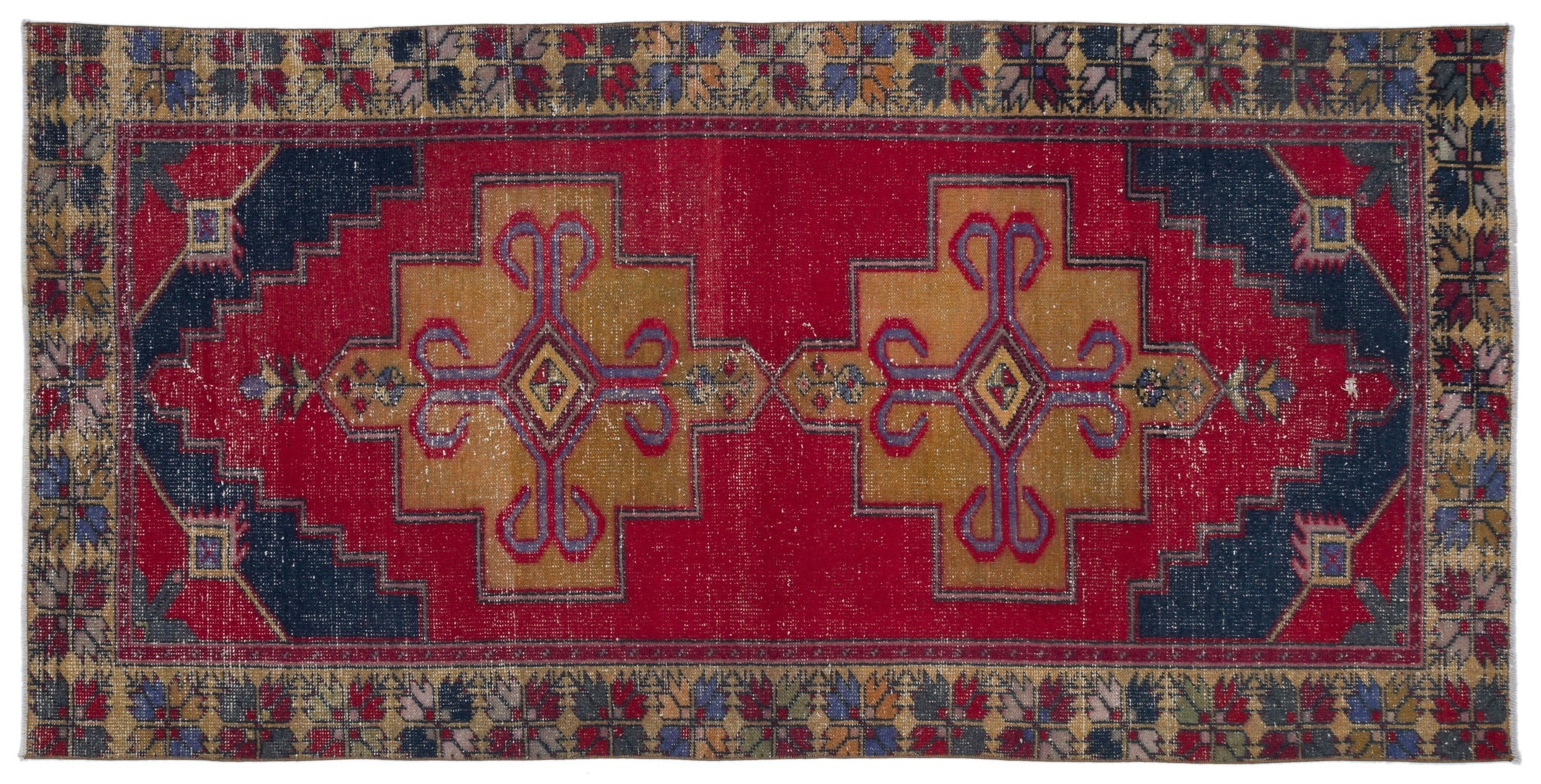 Natural Anatolium Turkish Vintage Rug 4'1'' x 8'2'' ft 125 x 250 cm
