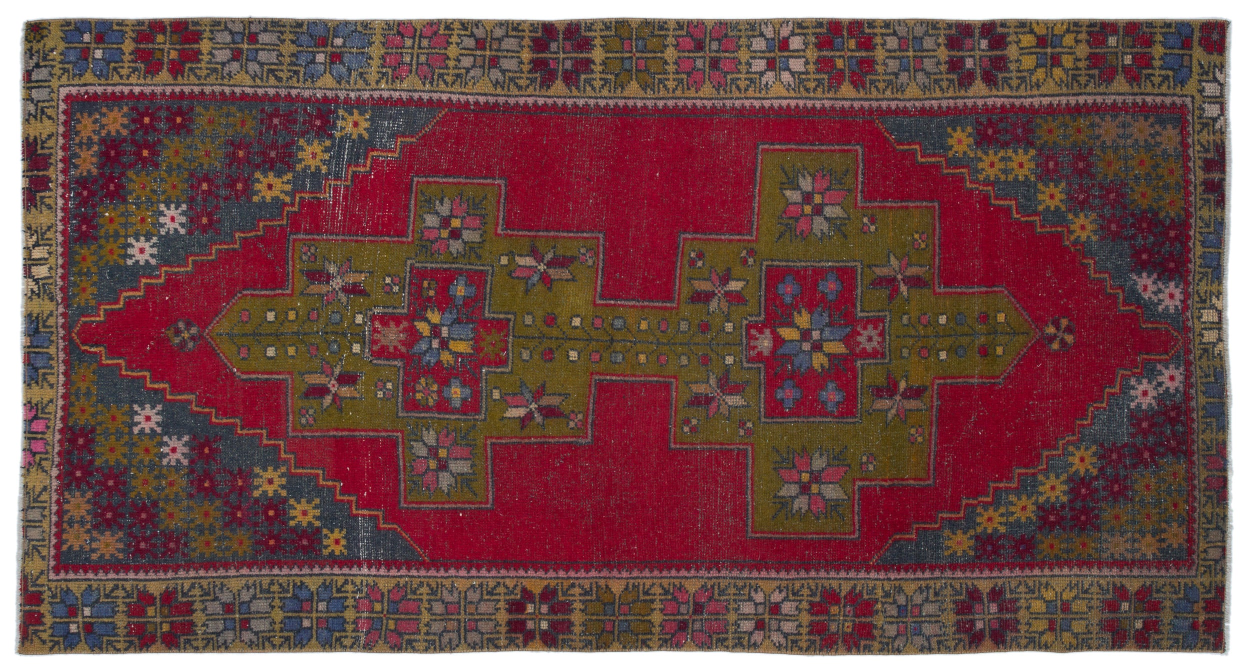 Natural Anatolium Turkish Vintage Rug 4'1'' x 7'10'' ft 124 x 238 cm