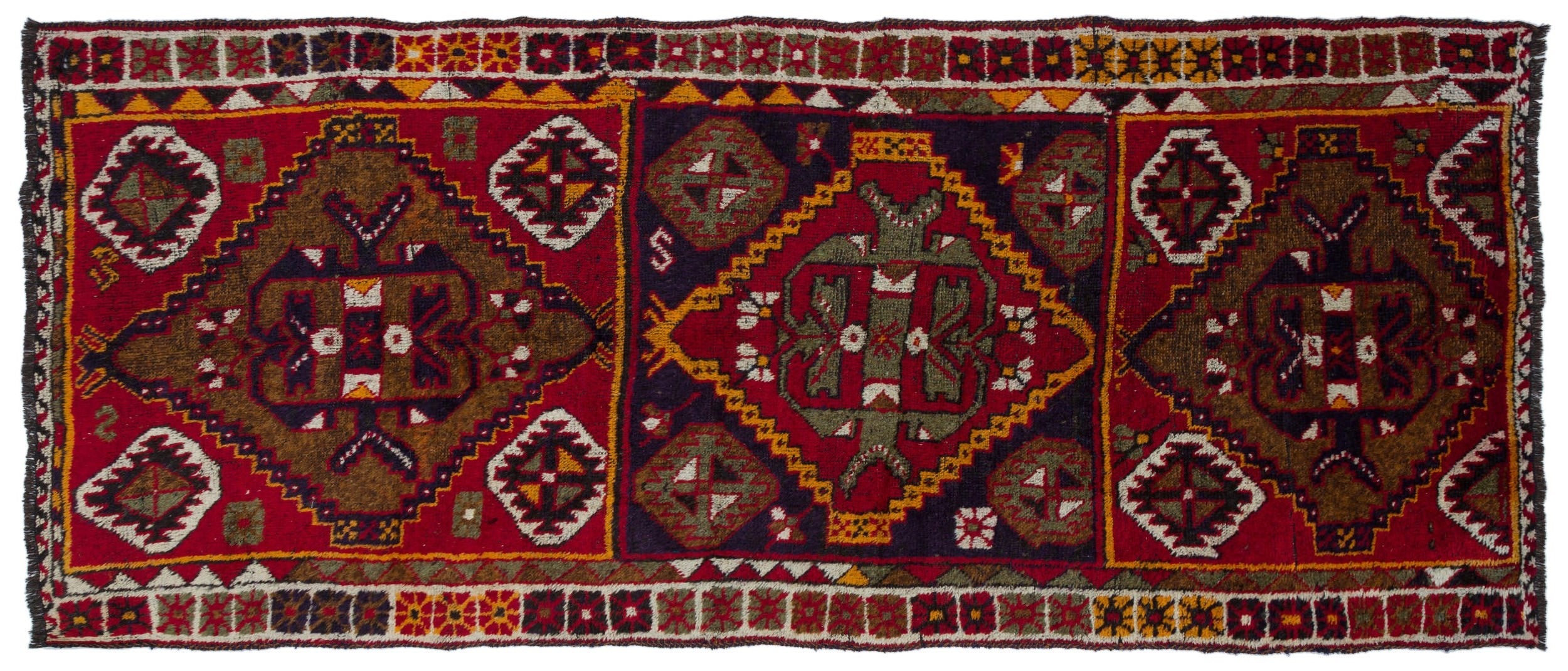 Natural Anatolium Turkish Vintage Rug 4'3'' x 10'4'' ft 130 x 314 cm