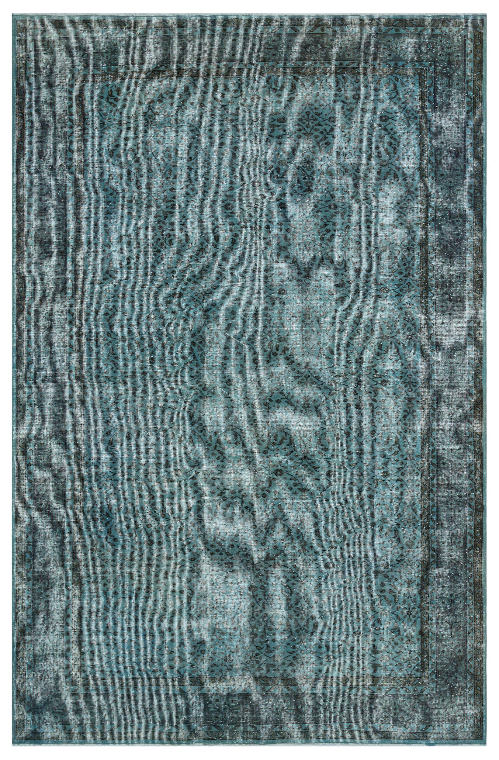Green Over Dyed Vintage Rug 6'3'' x 9'9'' ft 191 x 296 cm