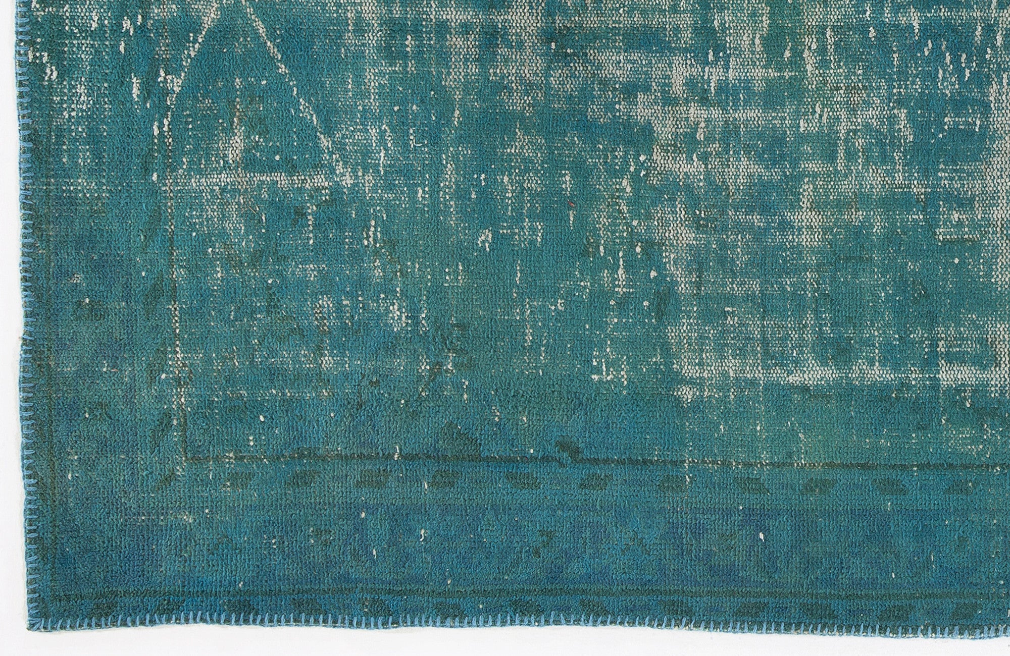 Turquoise Over Dyed Vintage Rug 5'0'' x 8'8'' ft 153 x 264 cm