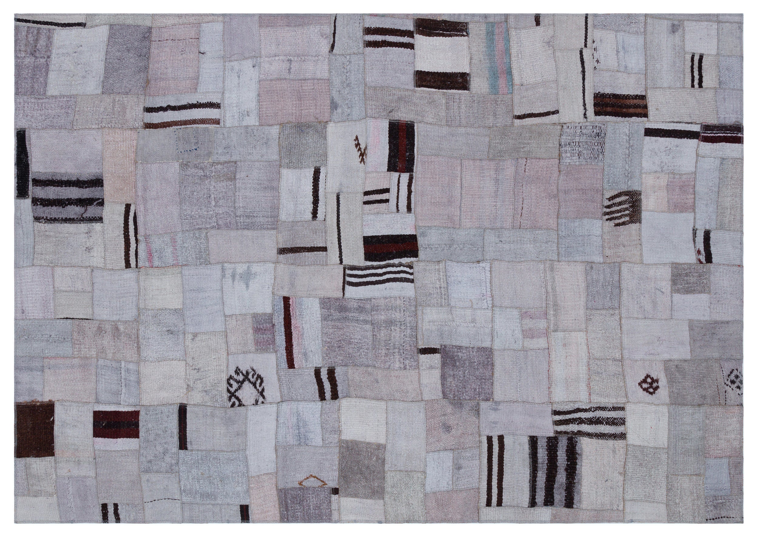 Hemp Over Dyed Kilim Patchwork Unique Rug 5'3'' x 7'7'' ft 161 x 230 cm