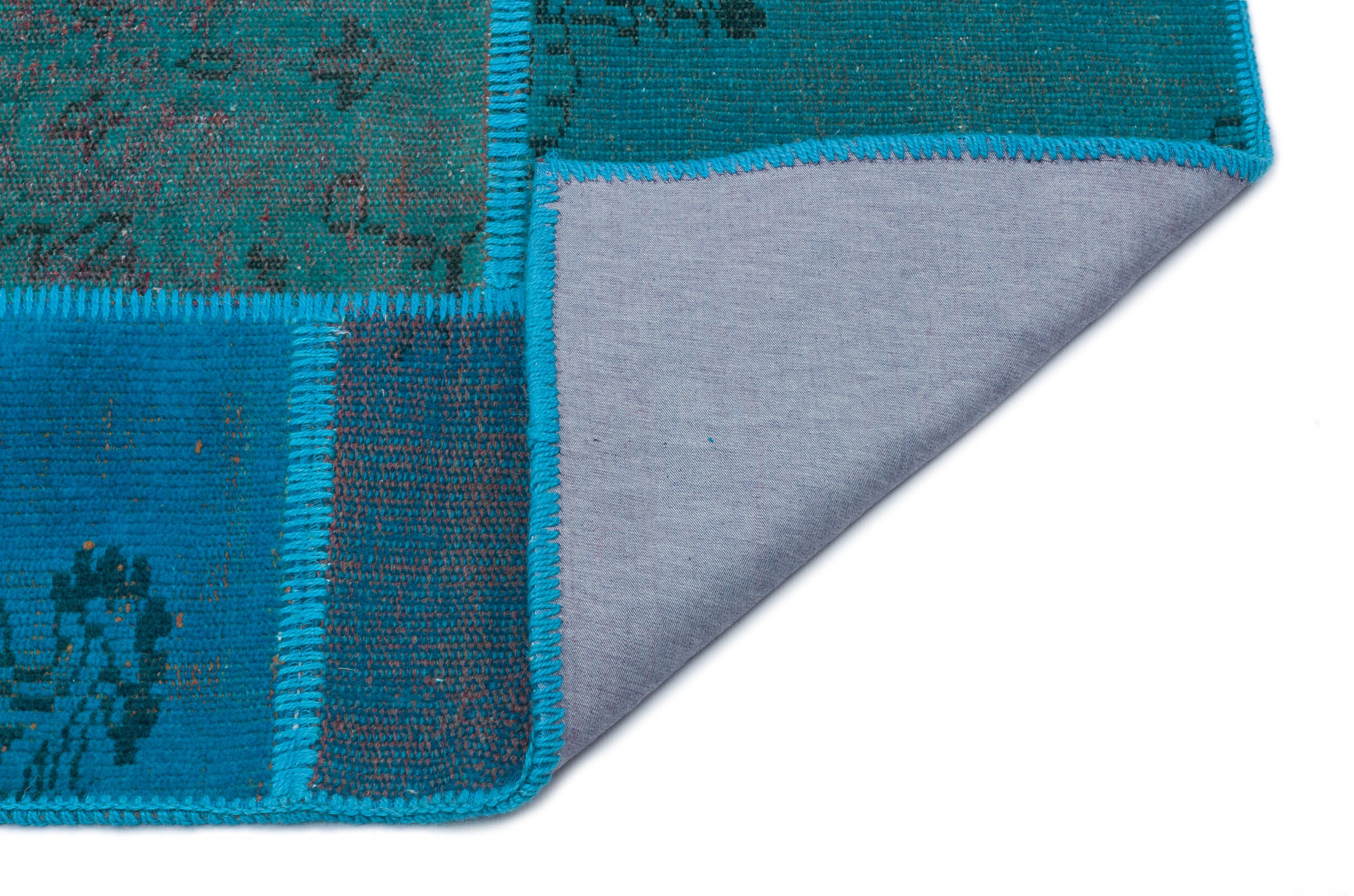 Turquoise Over Dyed Patchwork Unique Rug 3'11'' x 5'11'' ft 120 x 180 cm