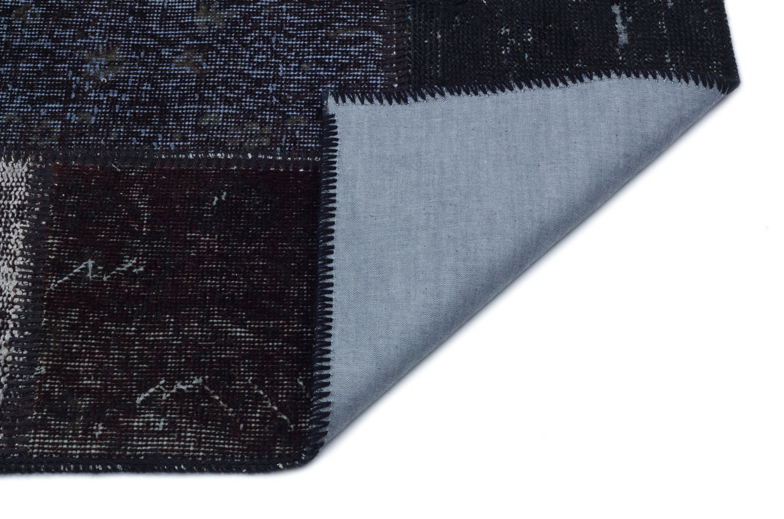 Black Over Dyed Patchwork Unique Rug 3'11'' x 5'11'' ft 120 x 180 cm