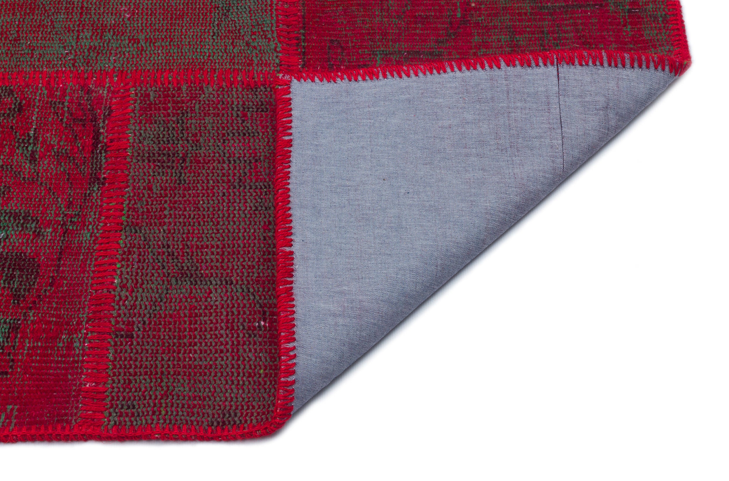 Red Over Dyed Patchwork Unique Rug 5'3'' x 7'7'' ft 160 x 230 cm