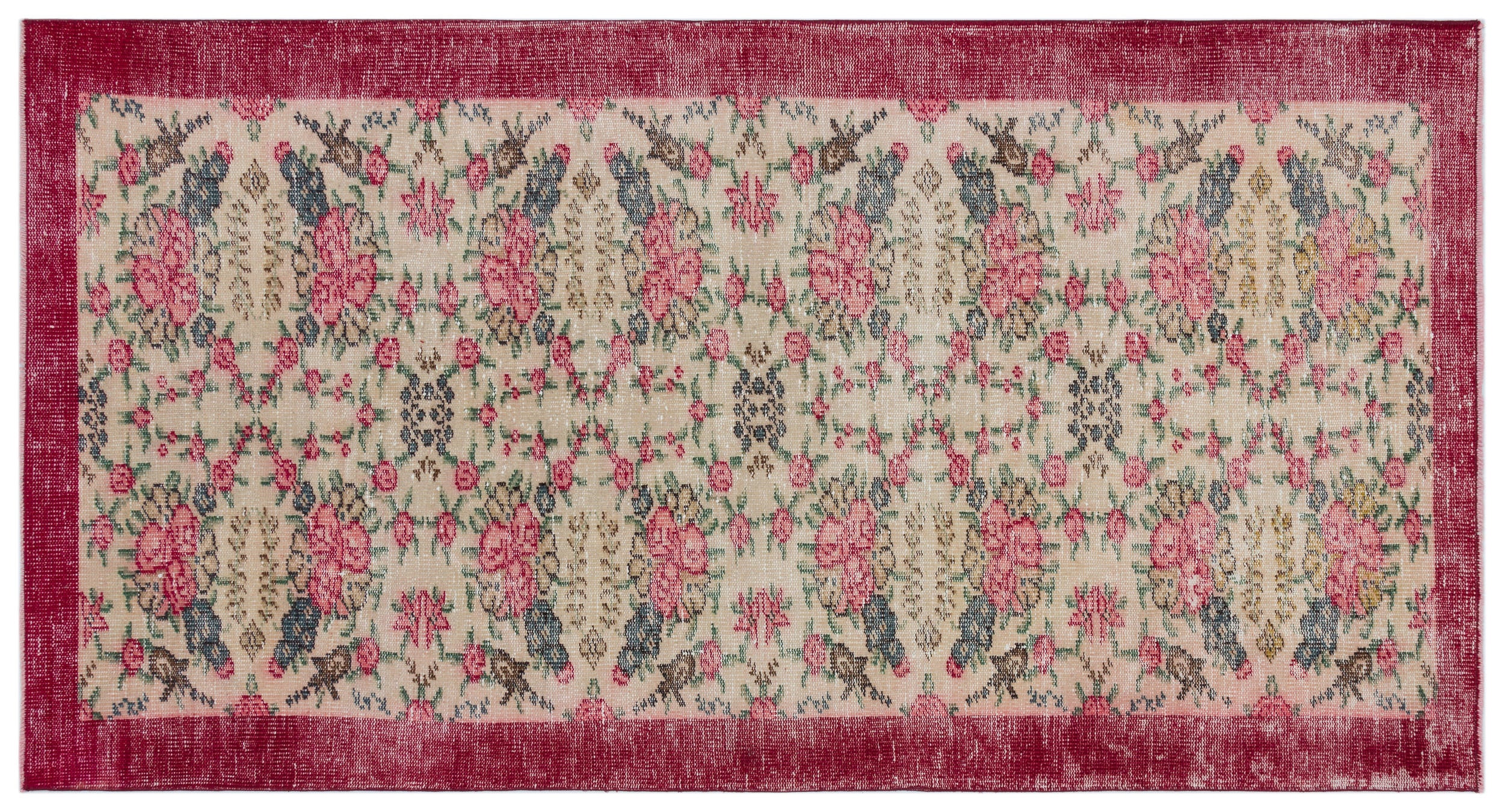 Naturel Over Dyed Vintage Rug 3'10'' x 7'3'' ft 118 x 222 cm