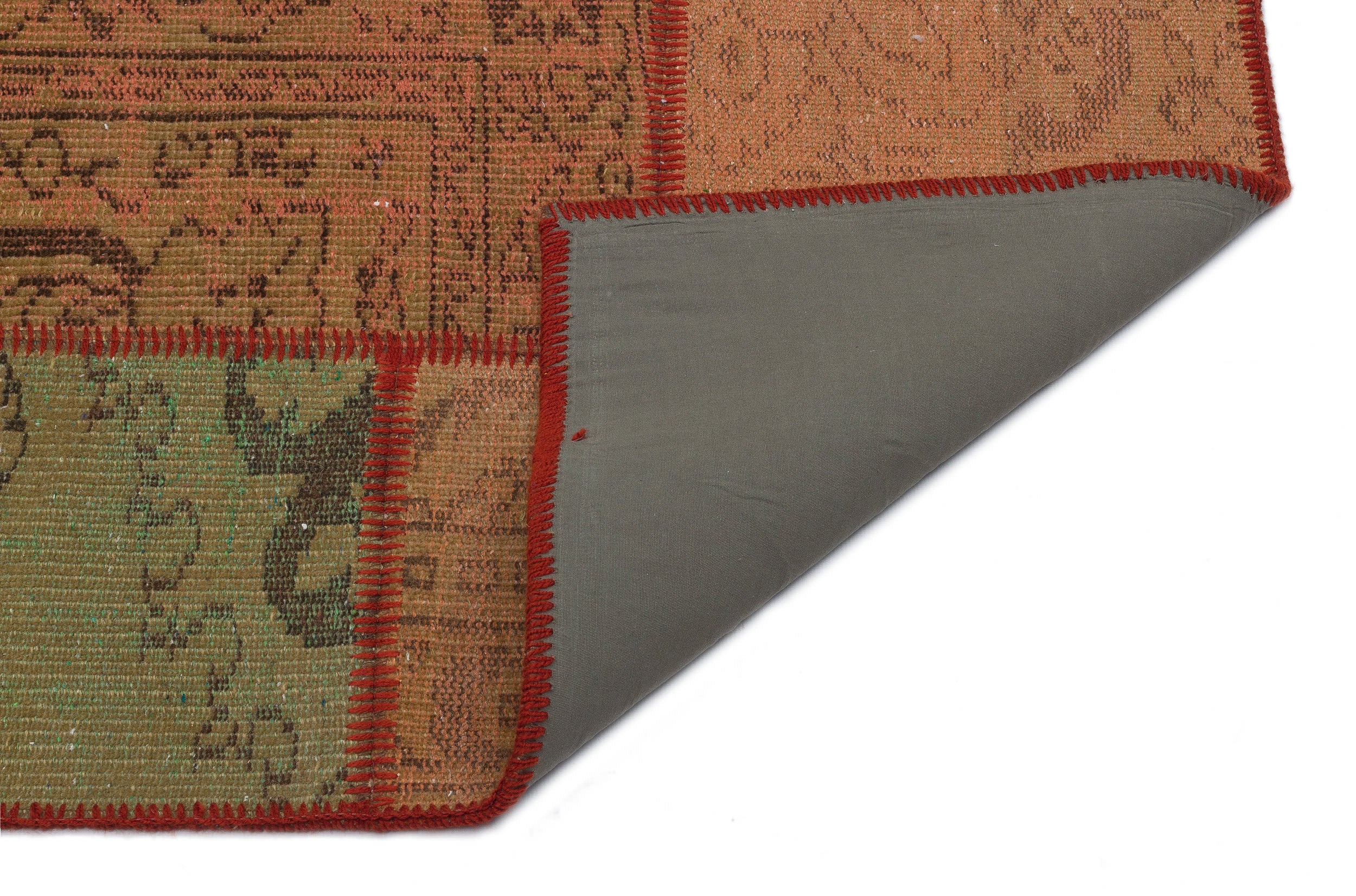 Brown Over Dyed Patchwork Unique Rug 3'11'' x 6'0'' ft 120 x 183 cm