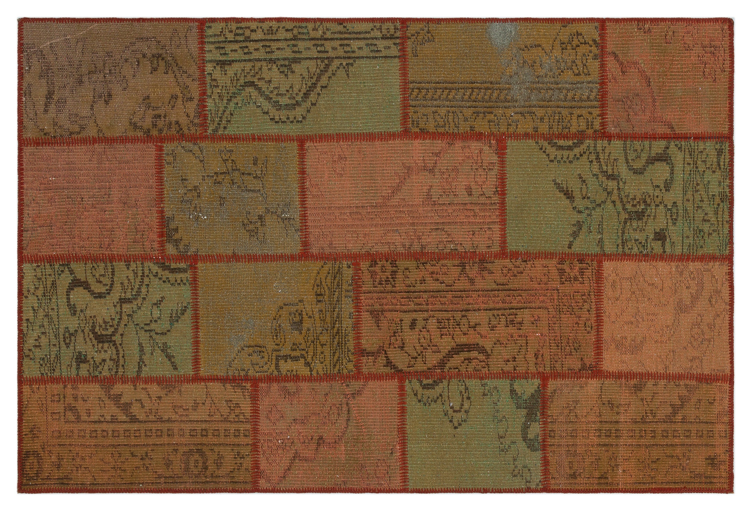 Brown Over Dyed Patchwork Unique Rug 3'11'' x 6'0'' ft 120 x 183 cm