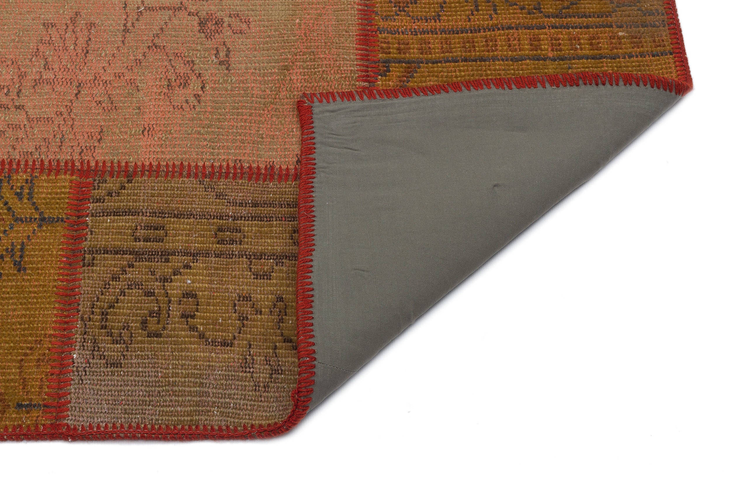 Brown Over Dyed Patchwork Unique Rug 3'11'' x 5'11'' ft 120 x 181 cm