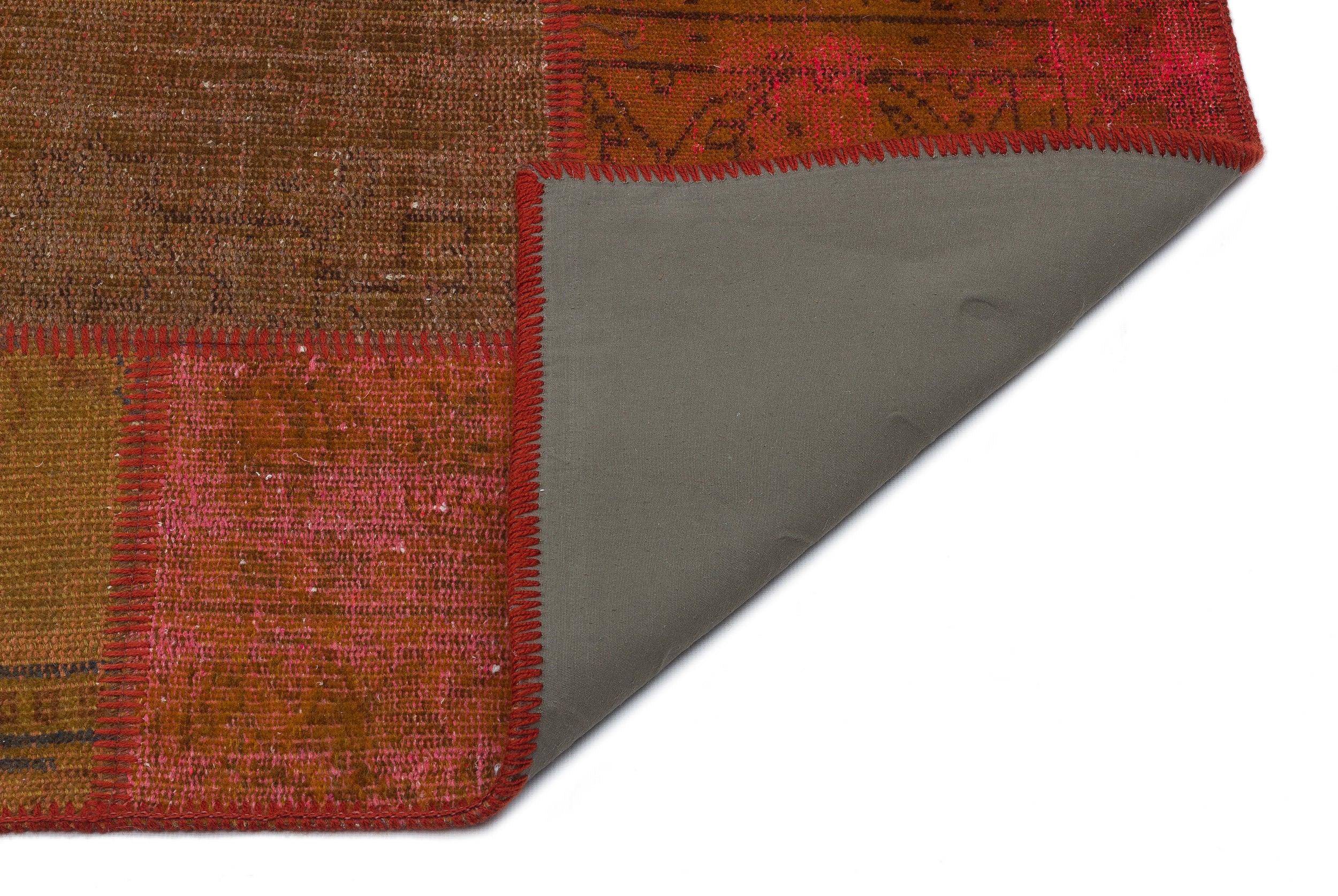 Orange Over Dyed Patchwork Unique Rug 3'11'' x 5'11'' ft 120 x 180 cm