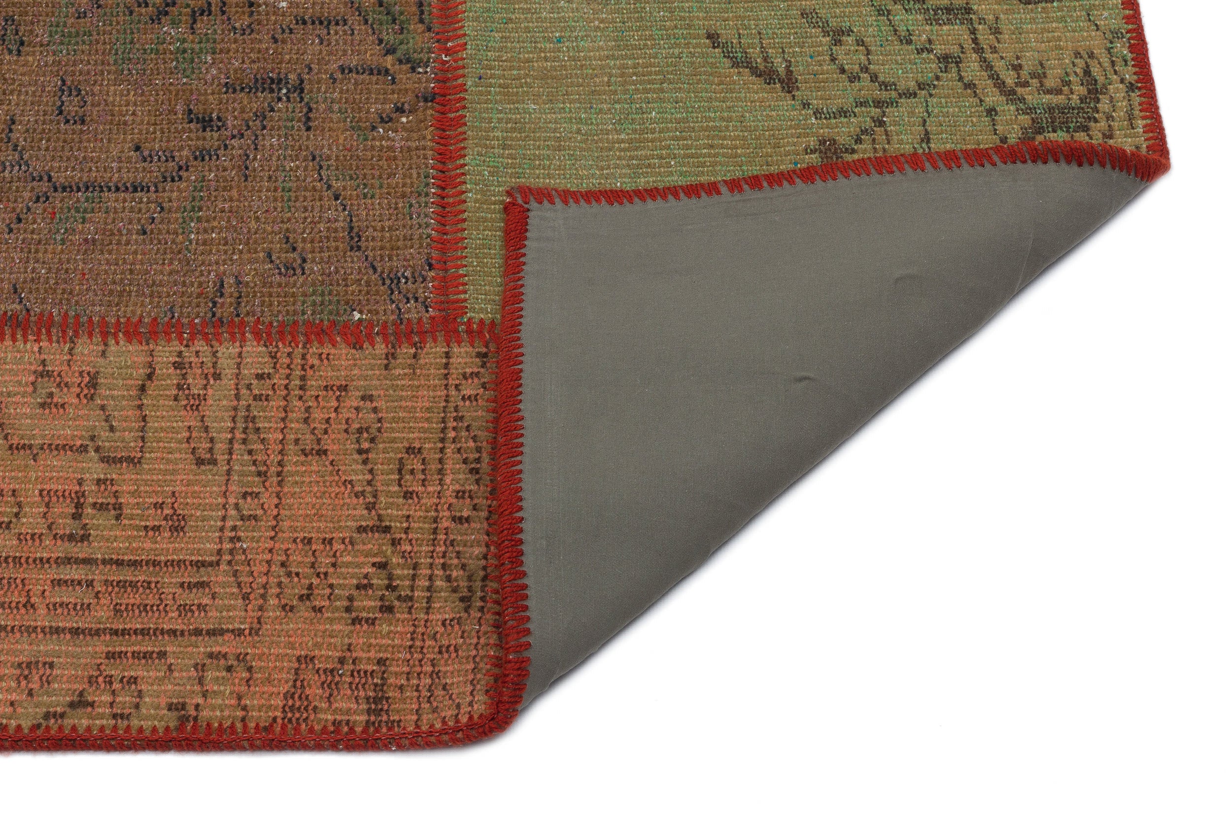 Brown Over Dyed Patchwork Unique Rug 3'11'' x 5'11'' ft 120 x 181 cm