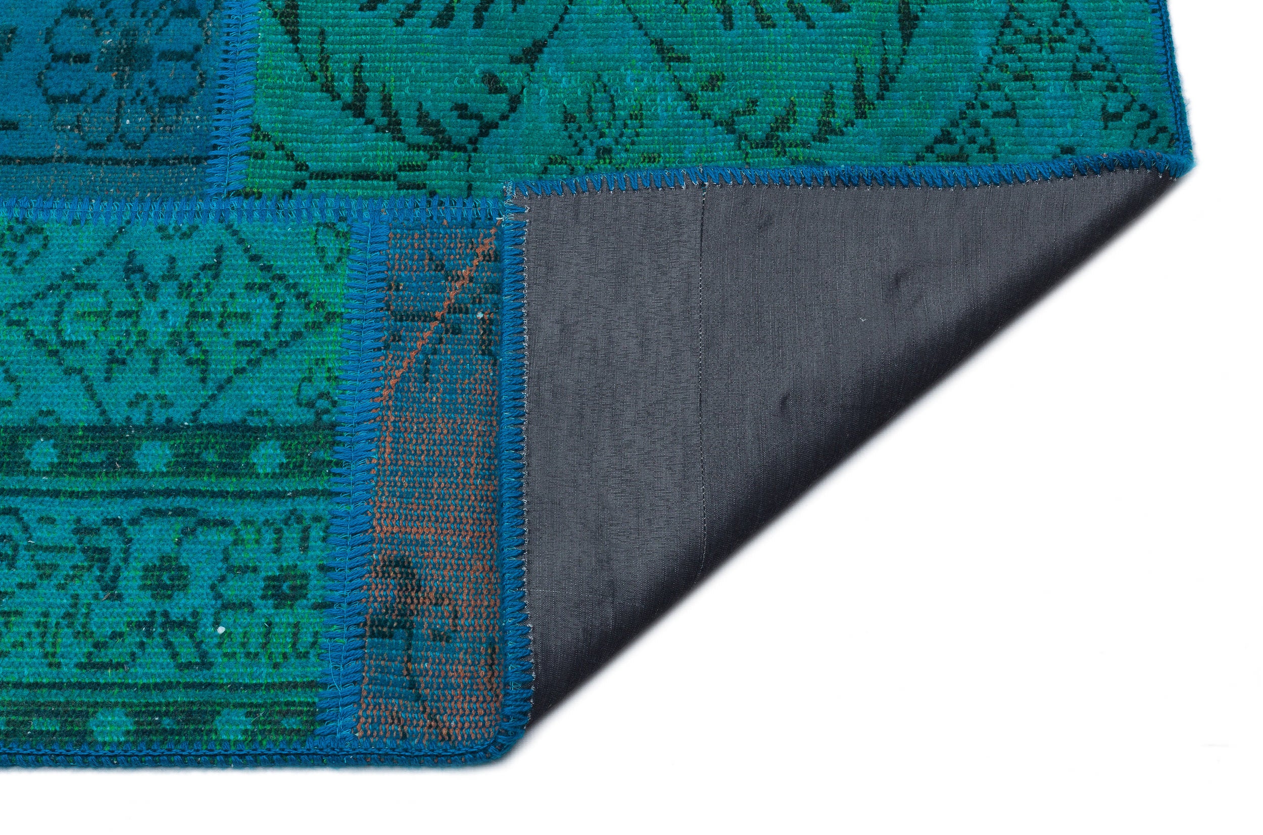 Turquoise Over Dyed Patchwork Unique Rug 5'3'' x 7'7'' ft 160 x 230 cm