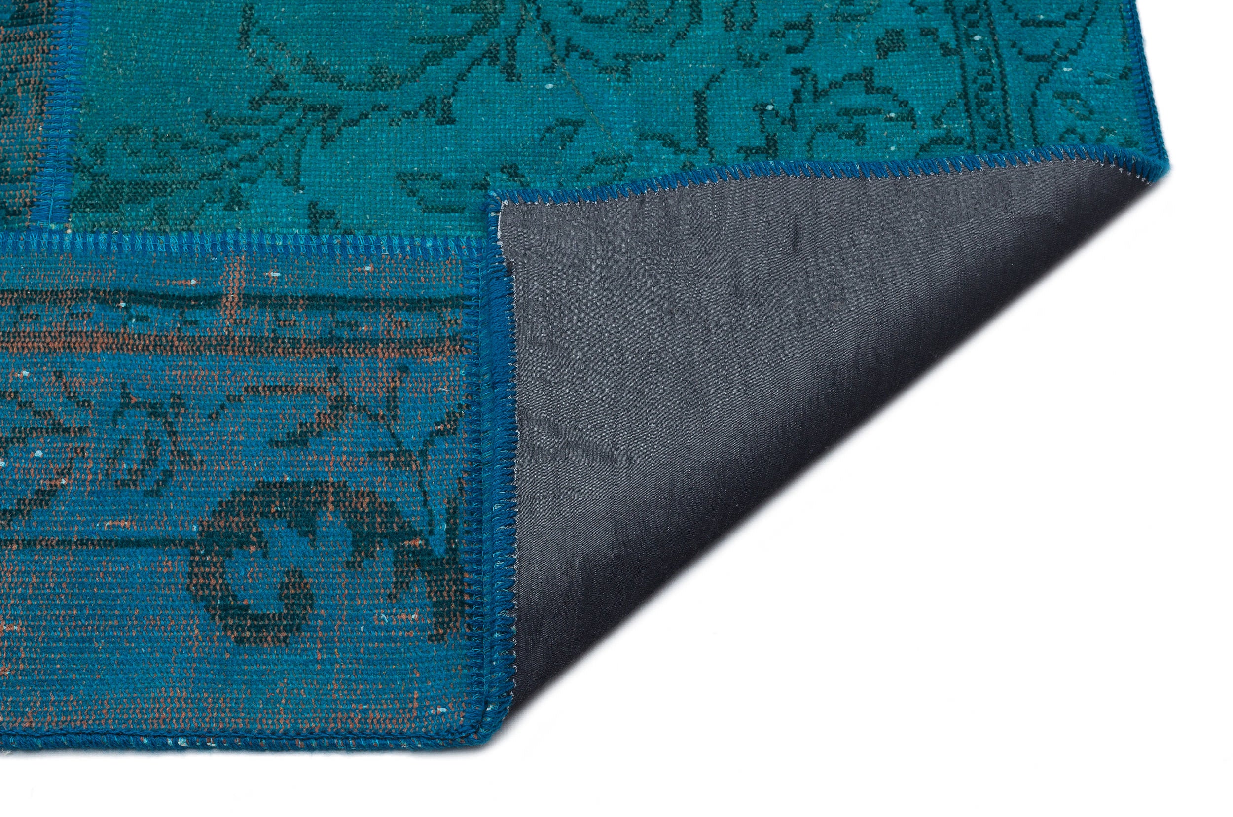 Turquoise Over Dyed Patchwork Unique Rug 5'3'' x 7'7'' ft 160 x 230 cm
