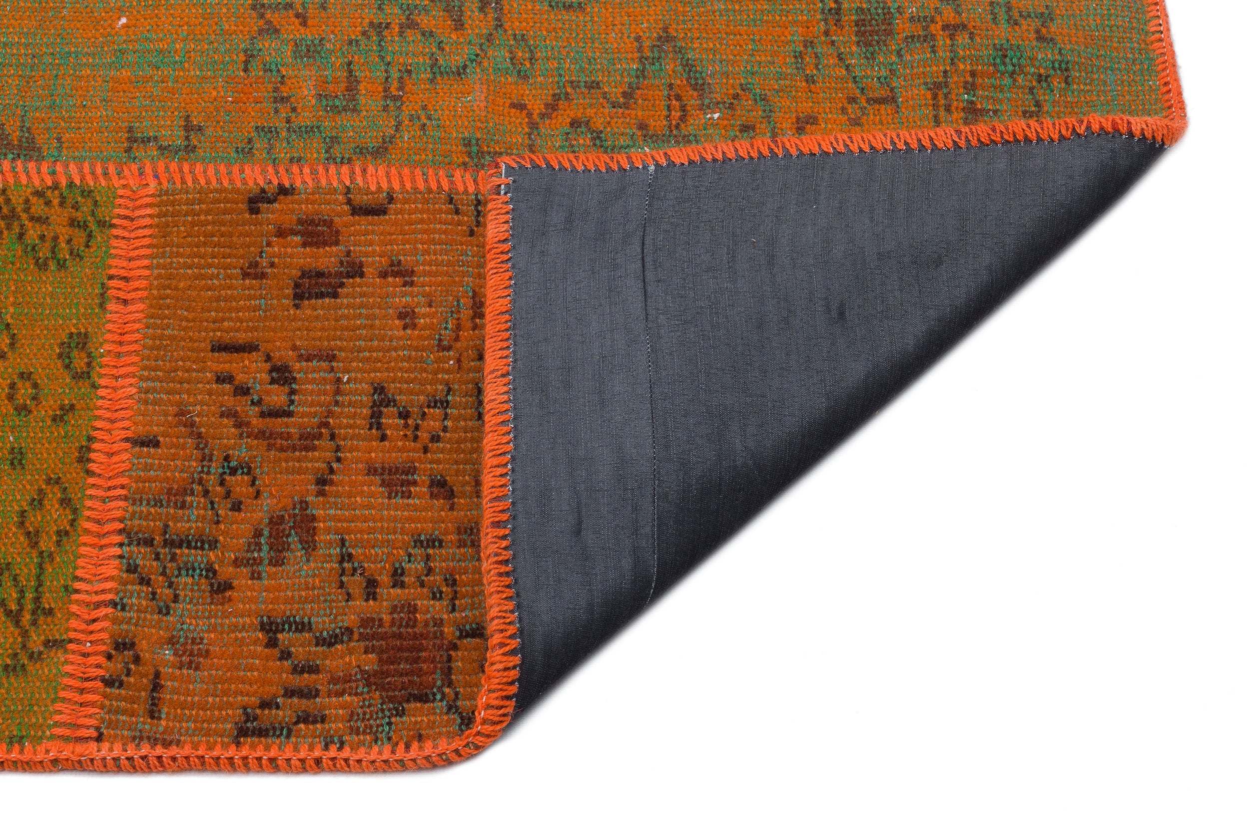 Orange Over Dyed Patchwork Unique Rug 5'3'' x 7'7'' ft 160 x 230 cm