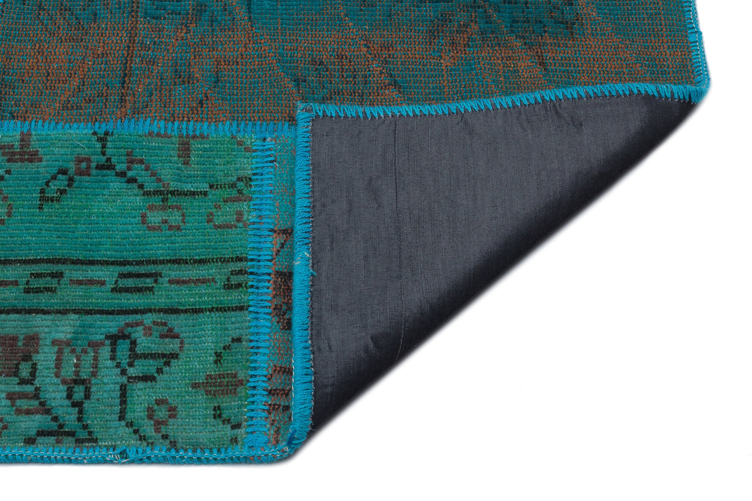 Turquoise Over Dyed Patchwork Unique Rug 5'3'' x 7'7'' ft 160 x 230 cm