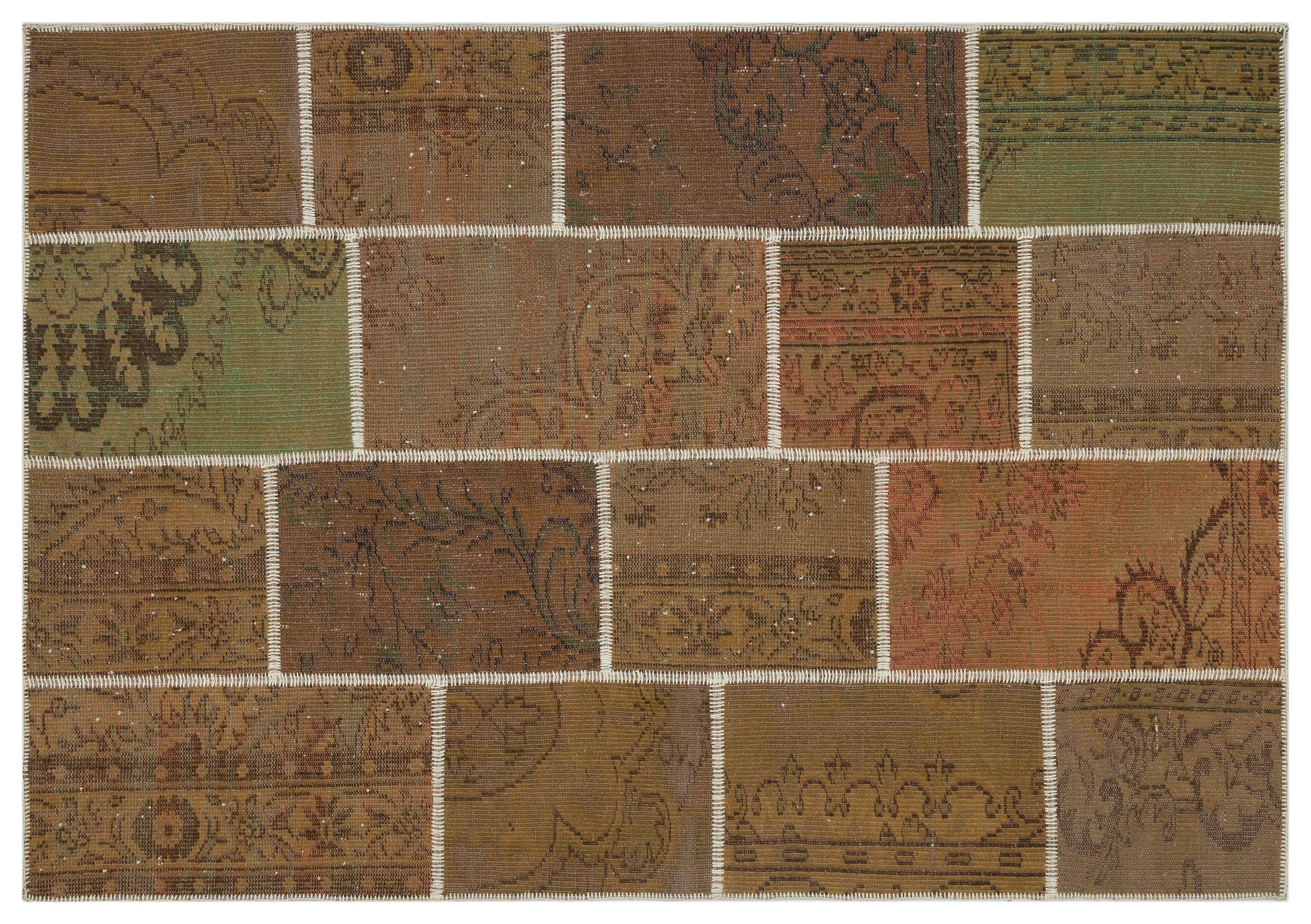 Brown Over Dyed Patchwork Unique Rug 5'3'' x 7'7'' ft 160 x 230 cm