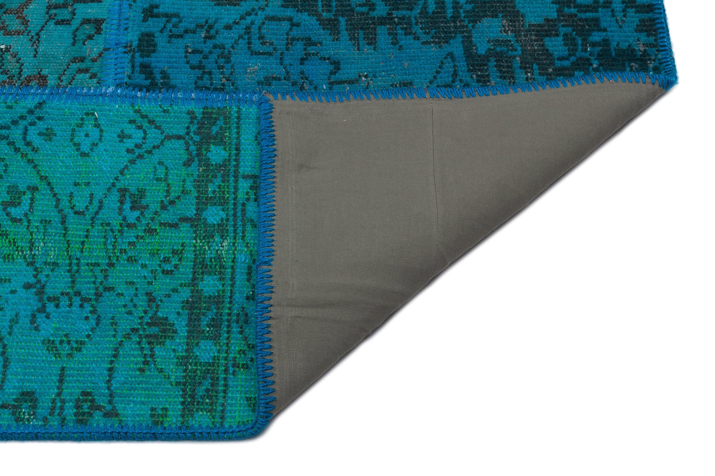 Turquoise Over Dyed Patchwork Unique Rug 5'3'' x 7'7'' ft 160 x 230 cm