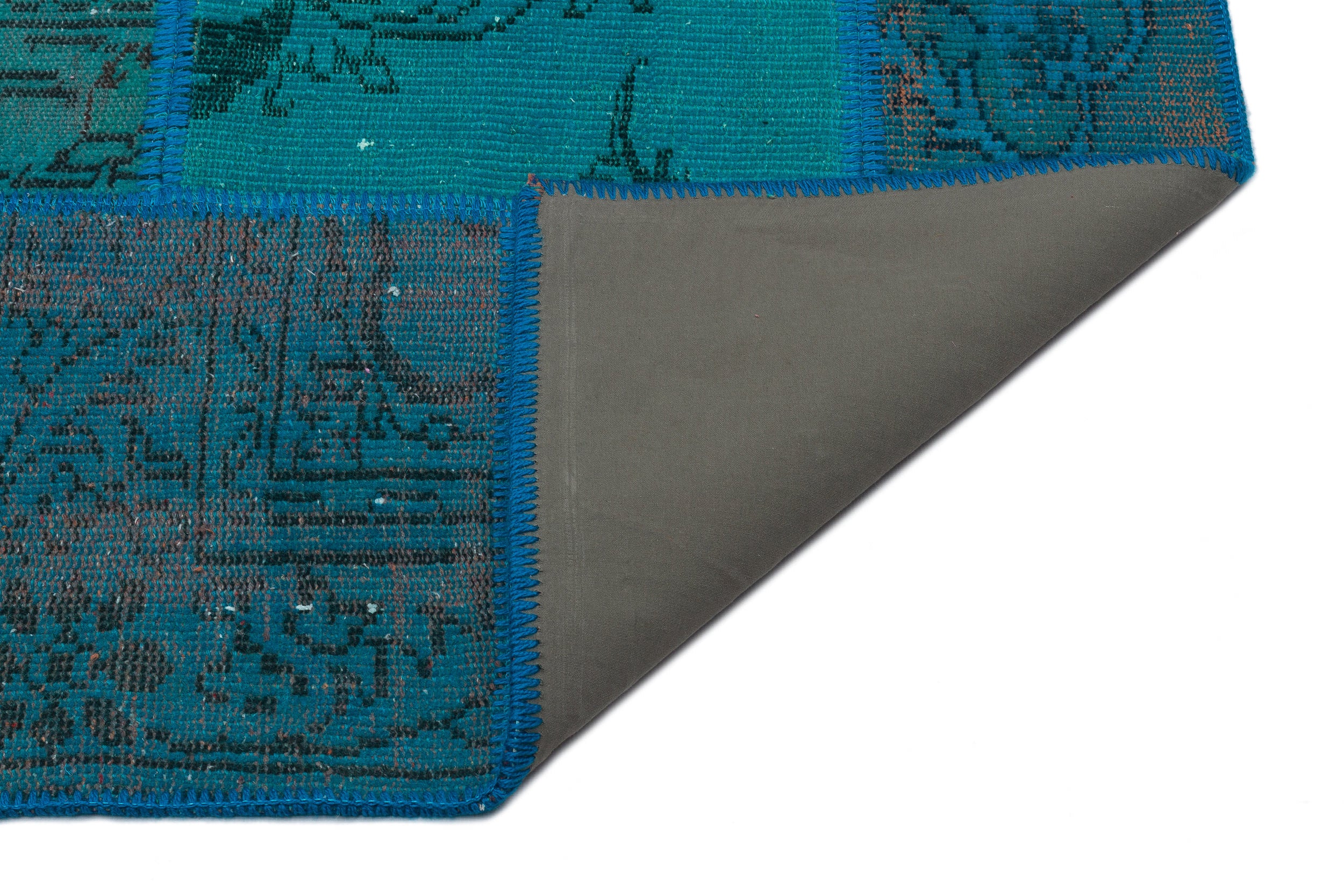 Turquoise Over Dyed Patchwork Unique Rug 5'3'' x 7'7'' ft 160 x 230 cm