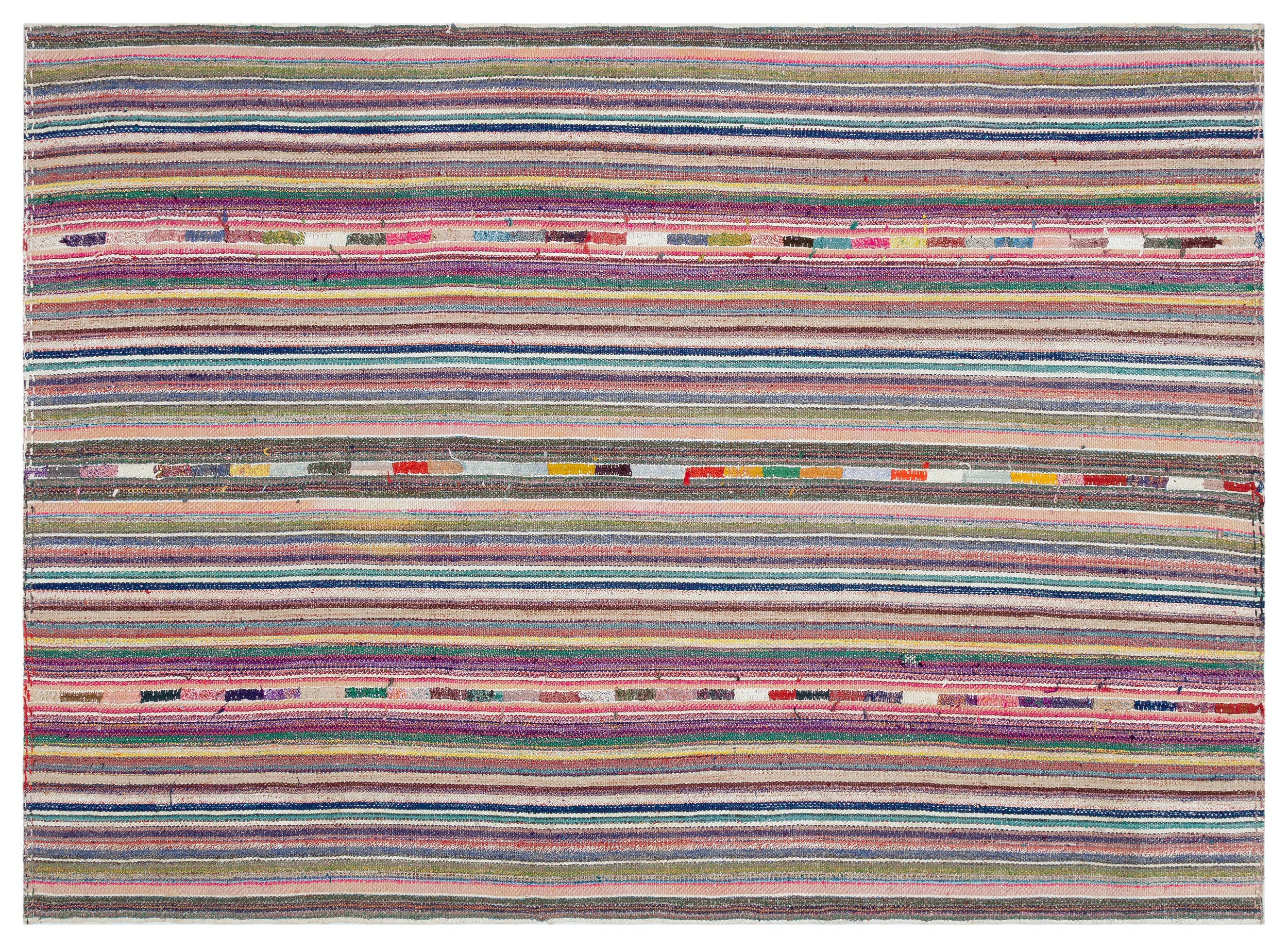 Striped Over Dyed Kilim Rug 5'11'' x 8'3'' ft 180 x 251 cm