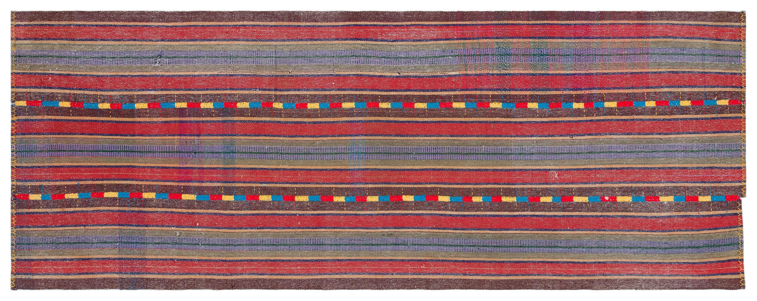 Striped Over Dyed Kilim Rug 4'0'' x 10'1'' ft 122 x 308 cm
