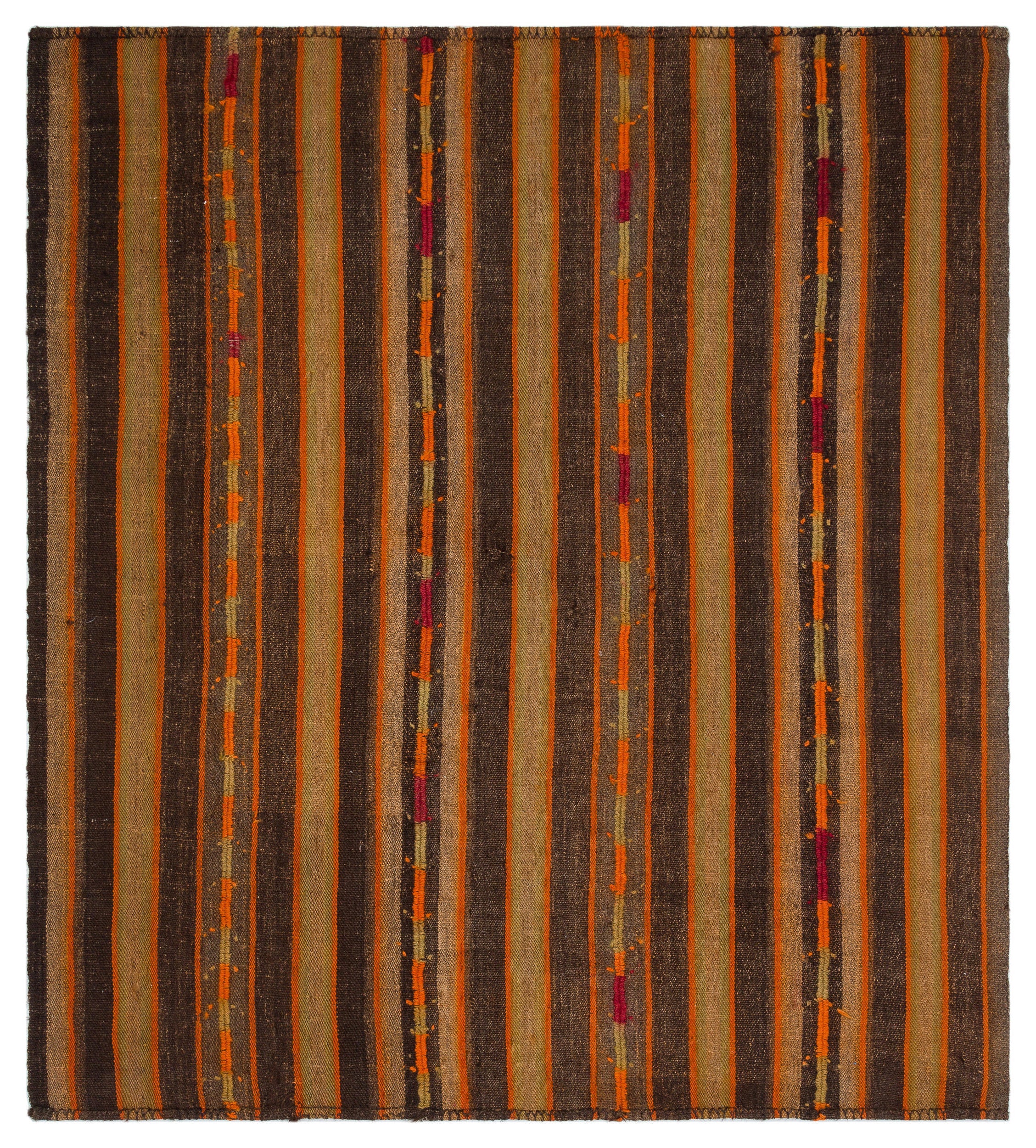 Striped Over Dyed Kilim Rug 5'7'' x 6'1'' ft 171 x 186 cm