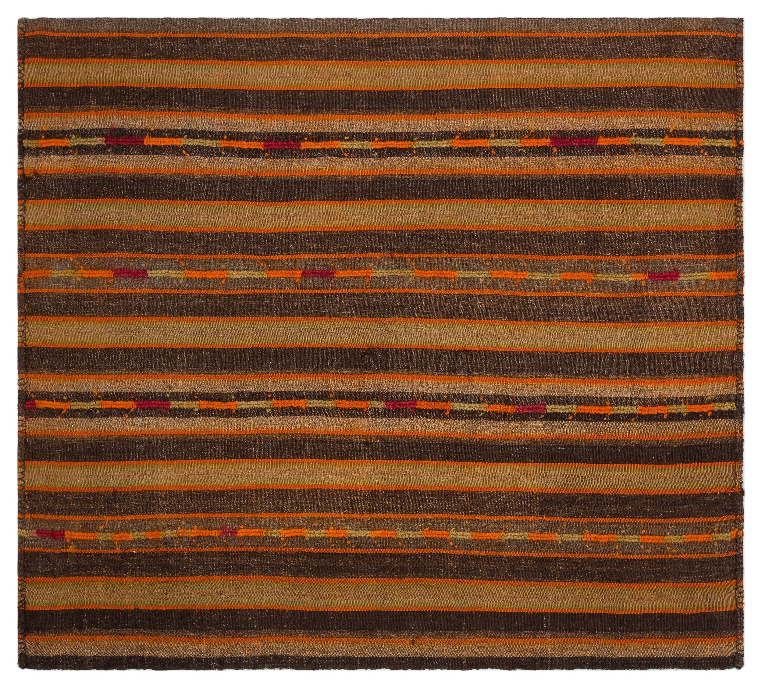 Striped Over Dyed Kilim Rug 5'7'' x 6'1'' ft 171 x 186 cm