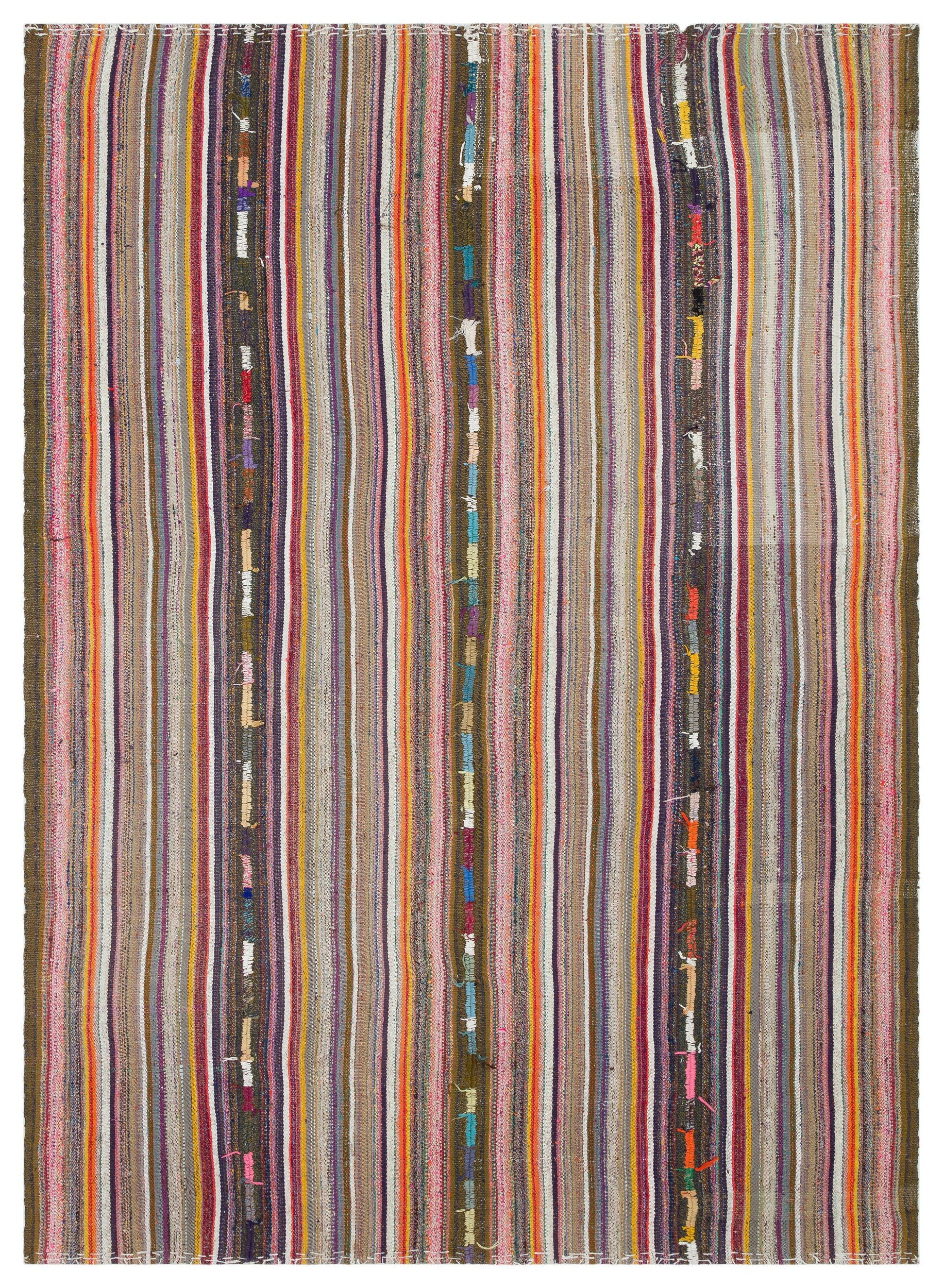 Striped Over Dyed Kilim Rug 5'7'' x 7'11'' ft 170 x 242 cm