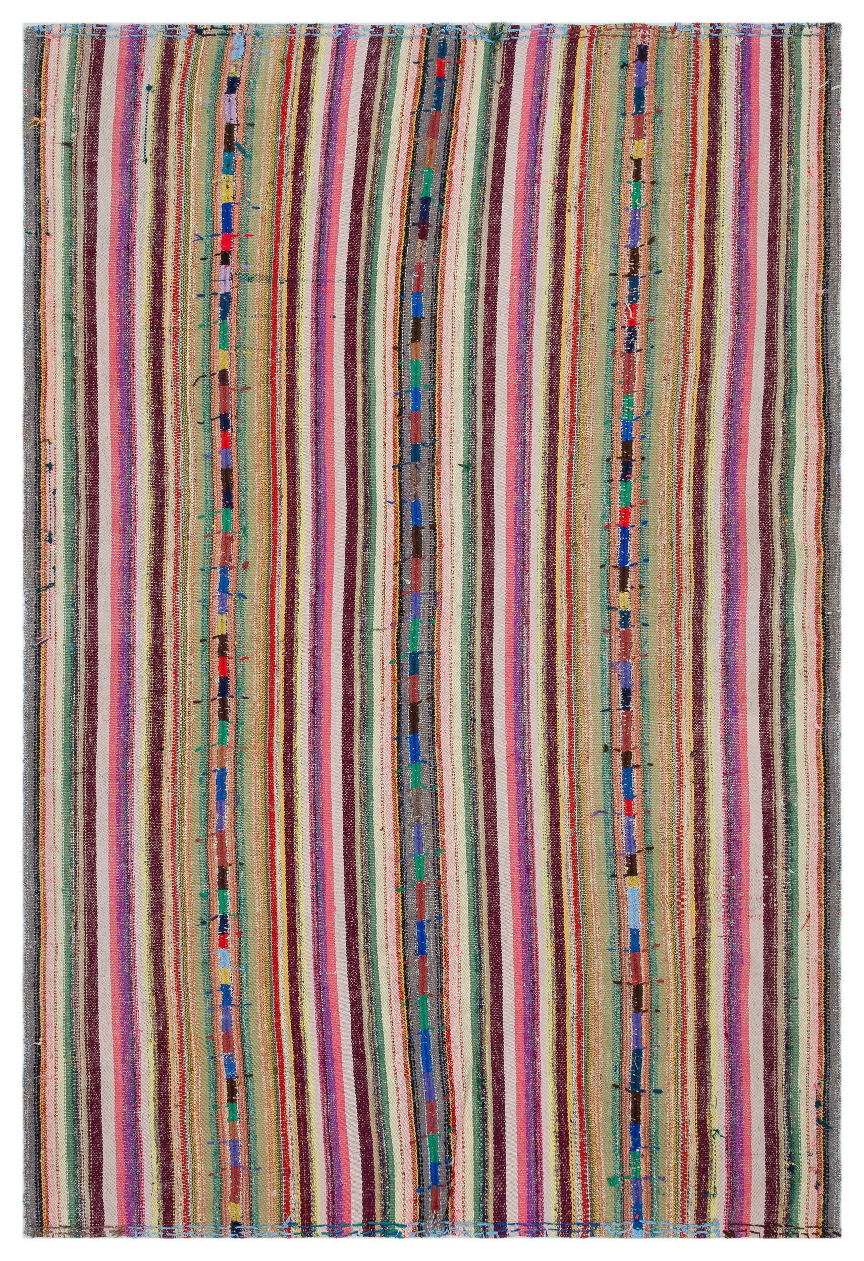 Striped Over Dyed Kilim Rug 5'3'' x 8'6'' ft 161 x 260 cm