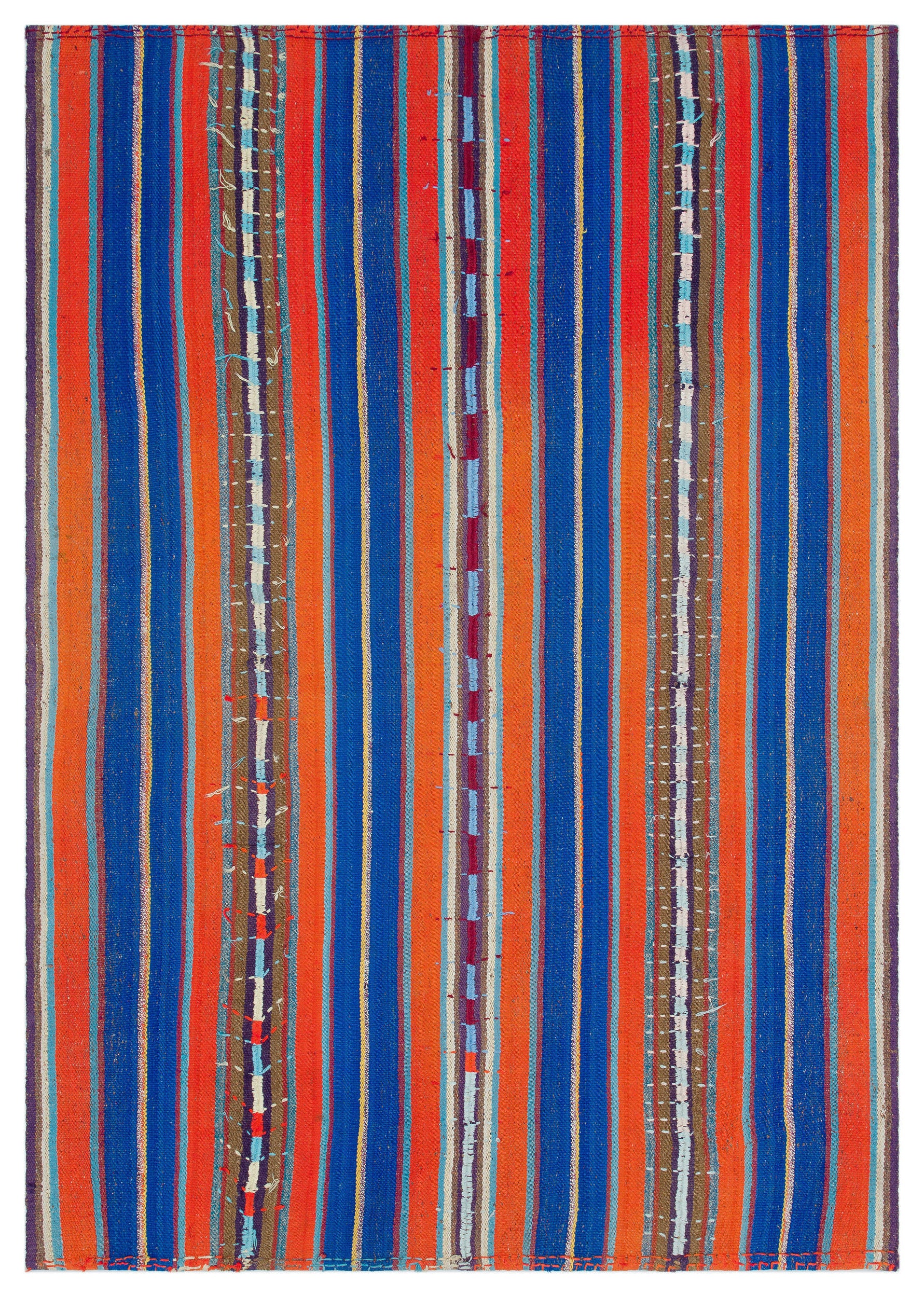 Striped Over Dyed Kilim Rug 5'2'' x 7'5'' ft 158 x 227 cm