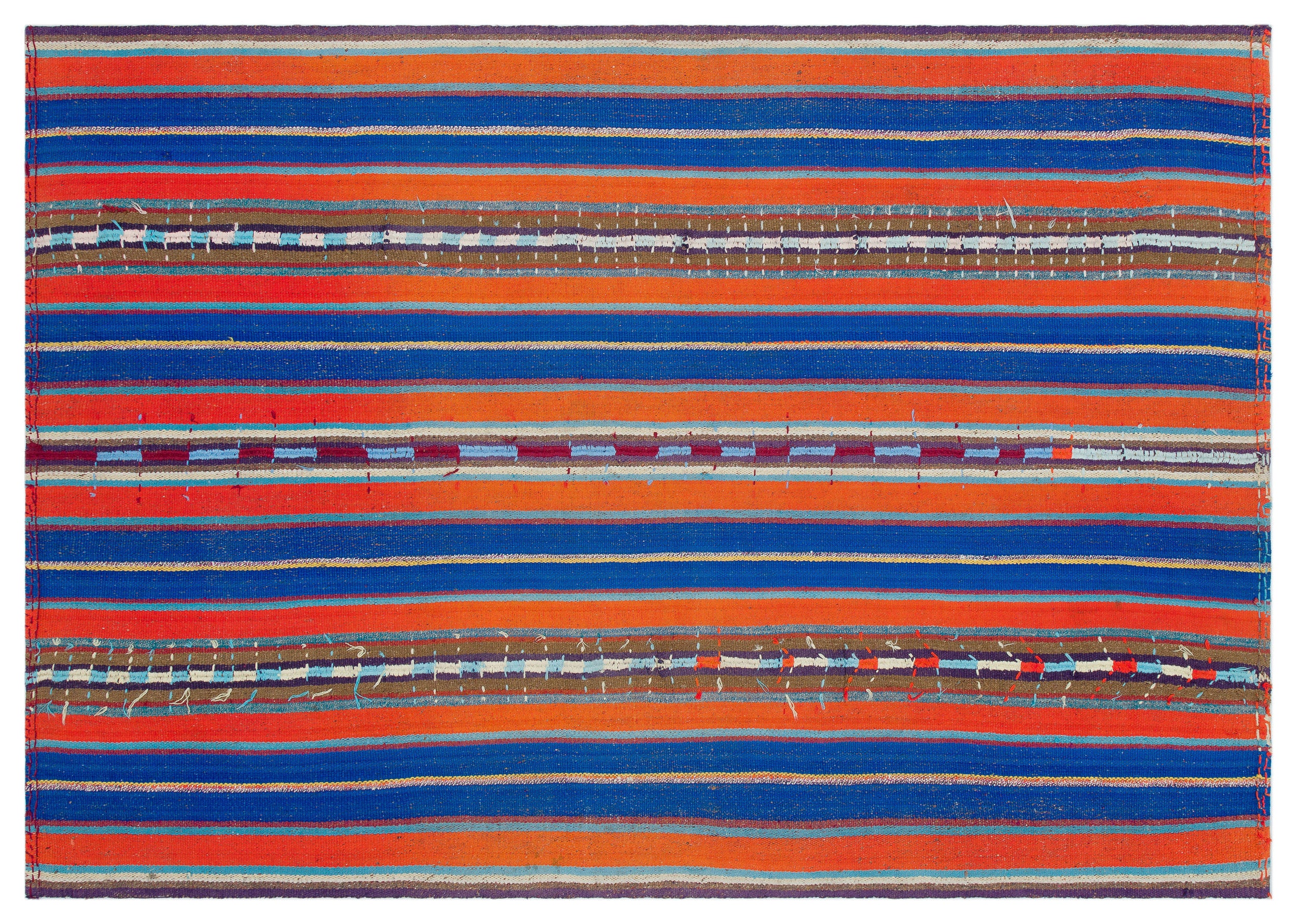 Striped Over Dyed Kilim Rug 5'2'' x 7'5'' ft 158 x 227 cm