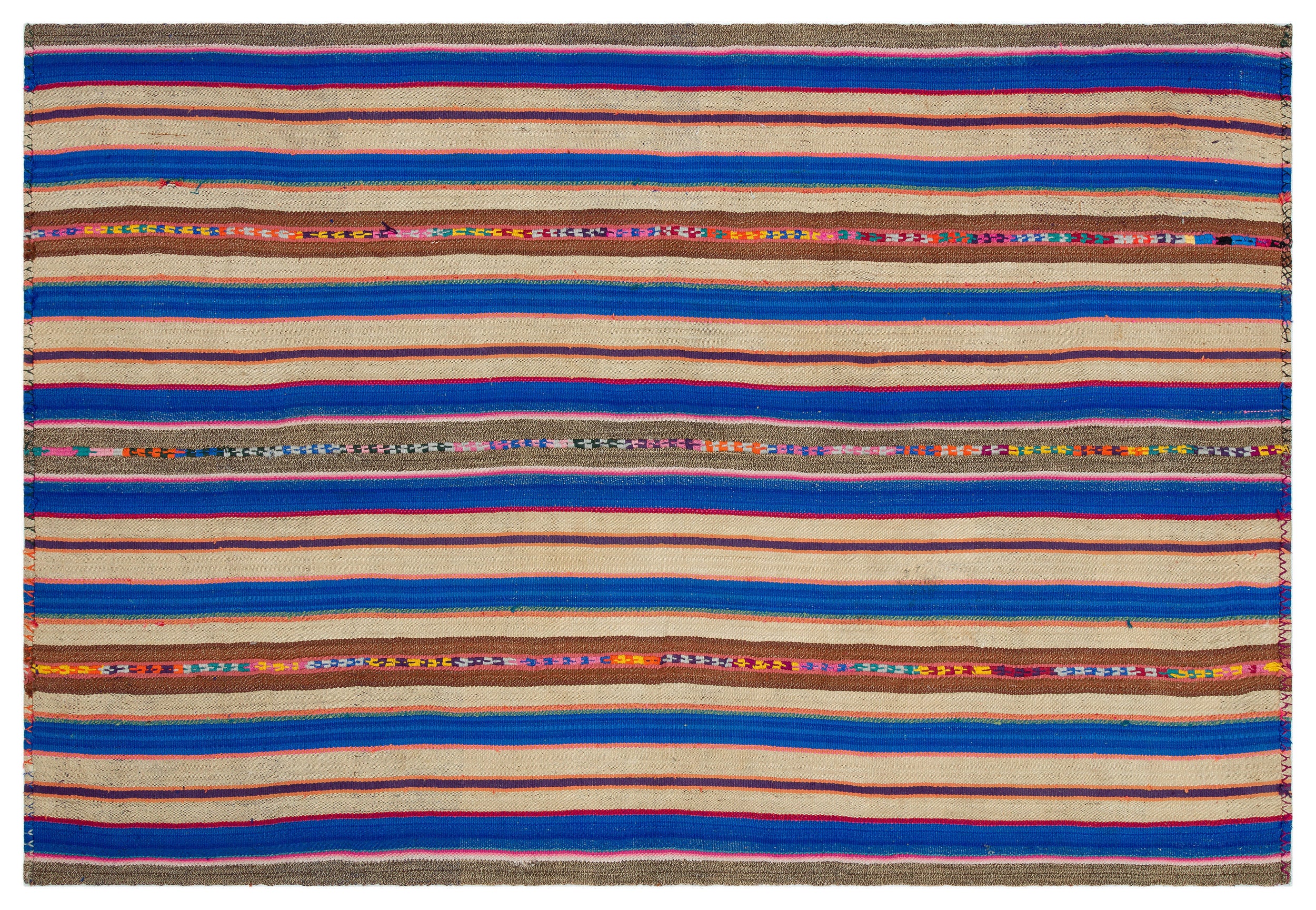 Striped Over Dyed Kilim Rug 5'7'' x 8'2'' ft 170 x 250 cm
