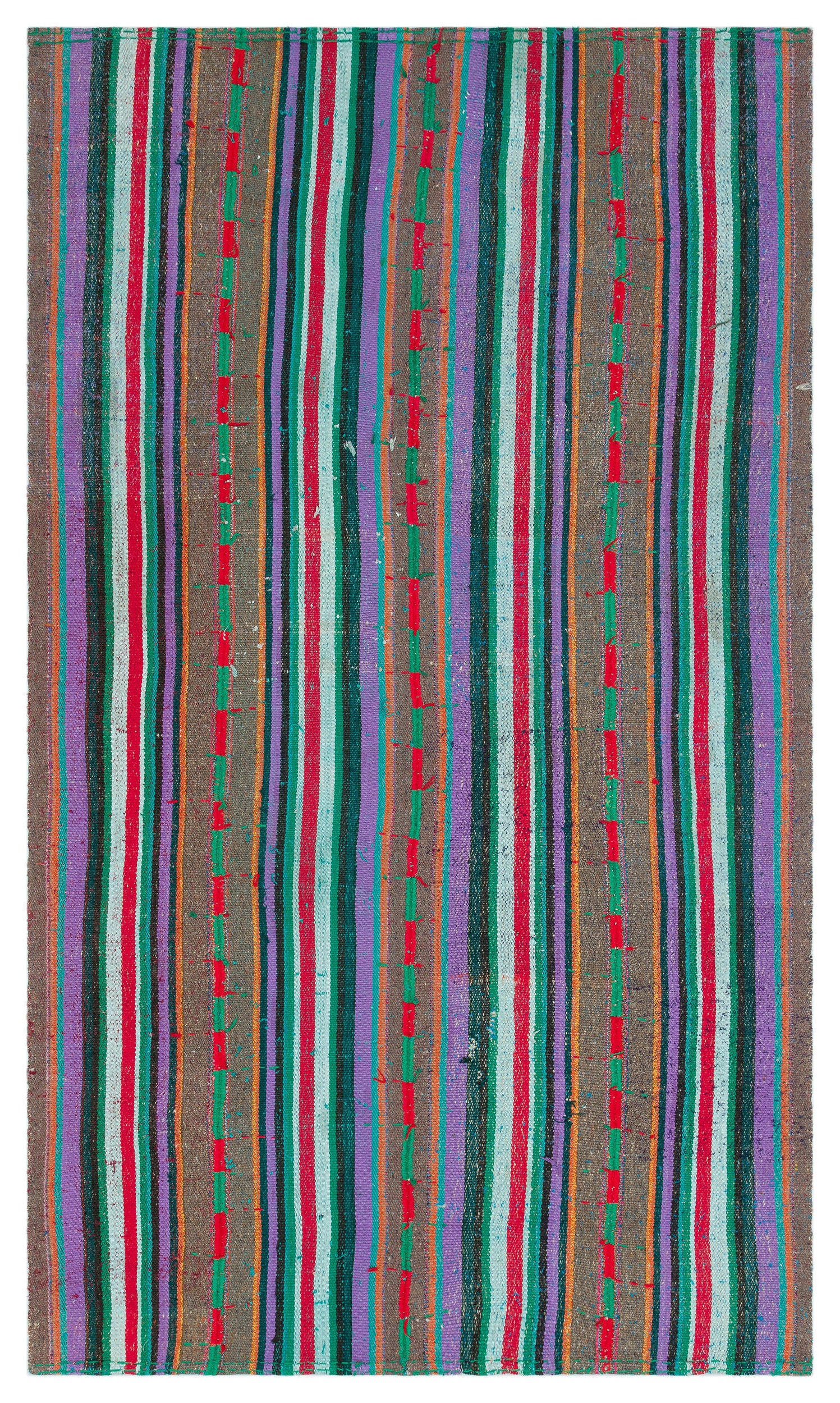 Striped Over Dyed Kilim Rug 4'4'' x 7'5'' ft 131 x 227 cm