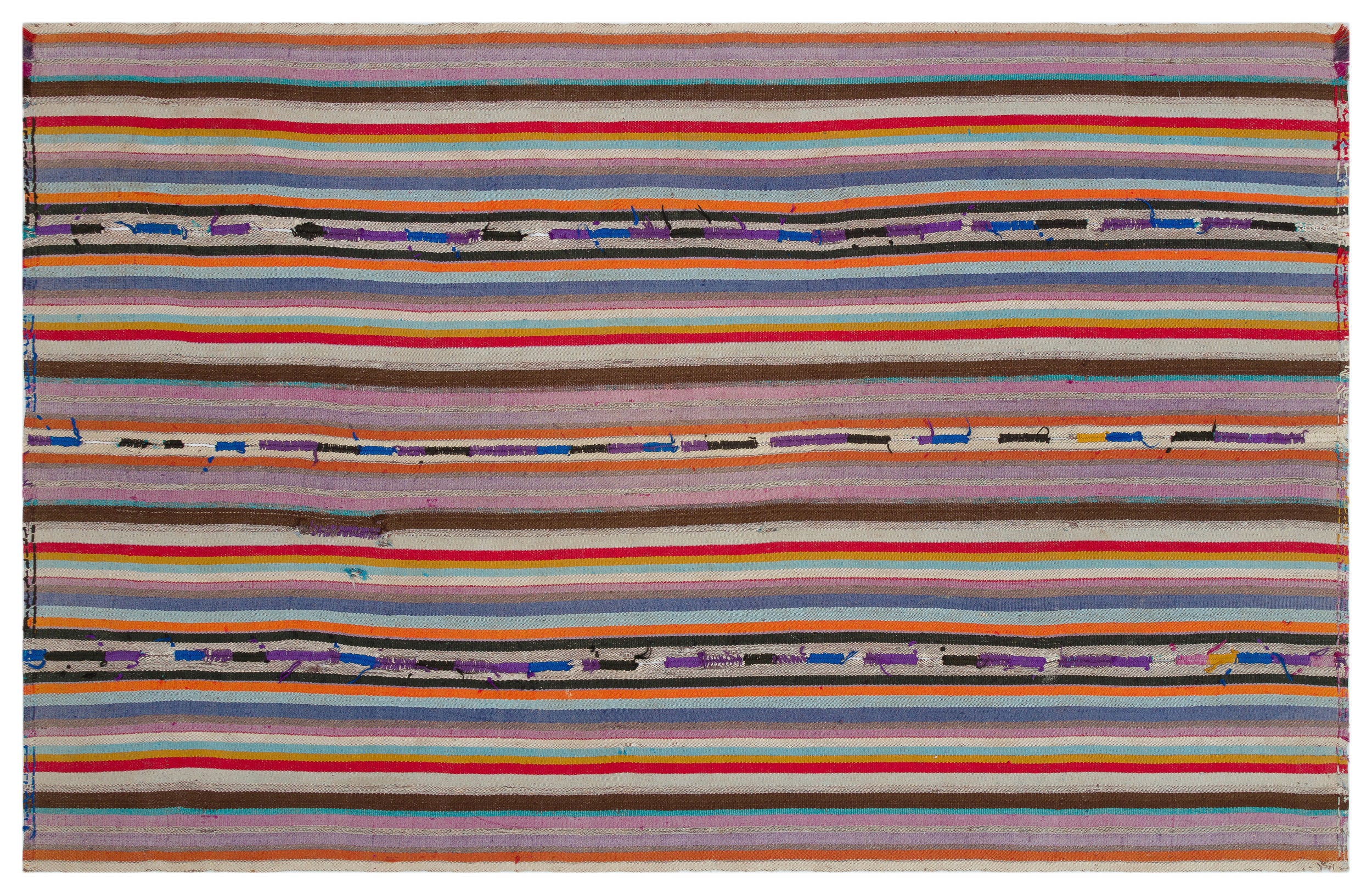 Striped Over Dyed Kilim Rug 5'8'' x 8'10'' ft 173 x 268 cm