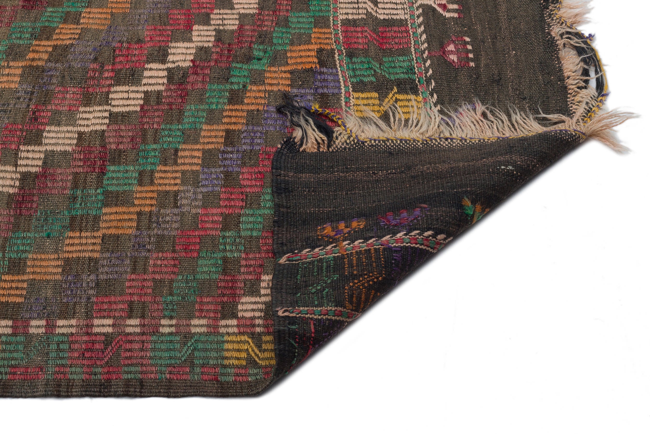 Striped Over Dyed Kilim Rug 5'2'' x 9'6'' ft 158 x 290 cm