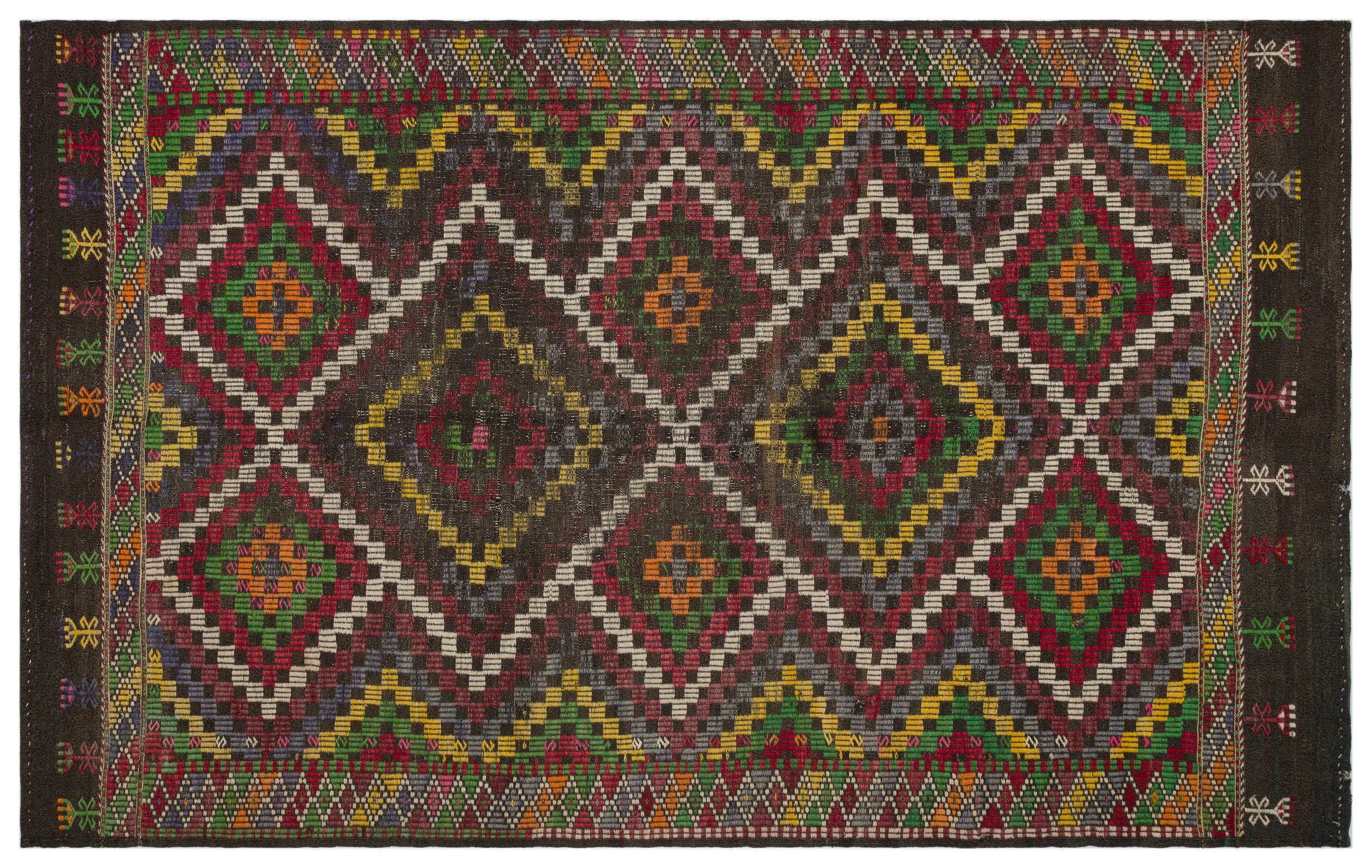 Striped Over Dyed Kilim Rug 6'3'' x 10'0'' ft 191 x 306 cm