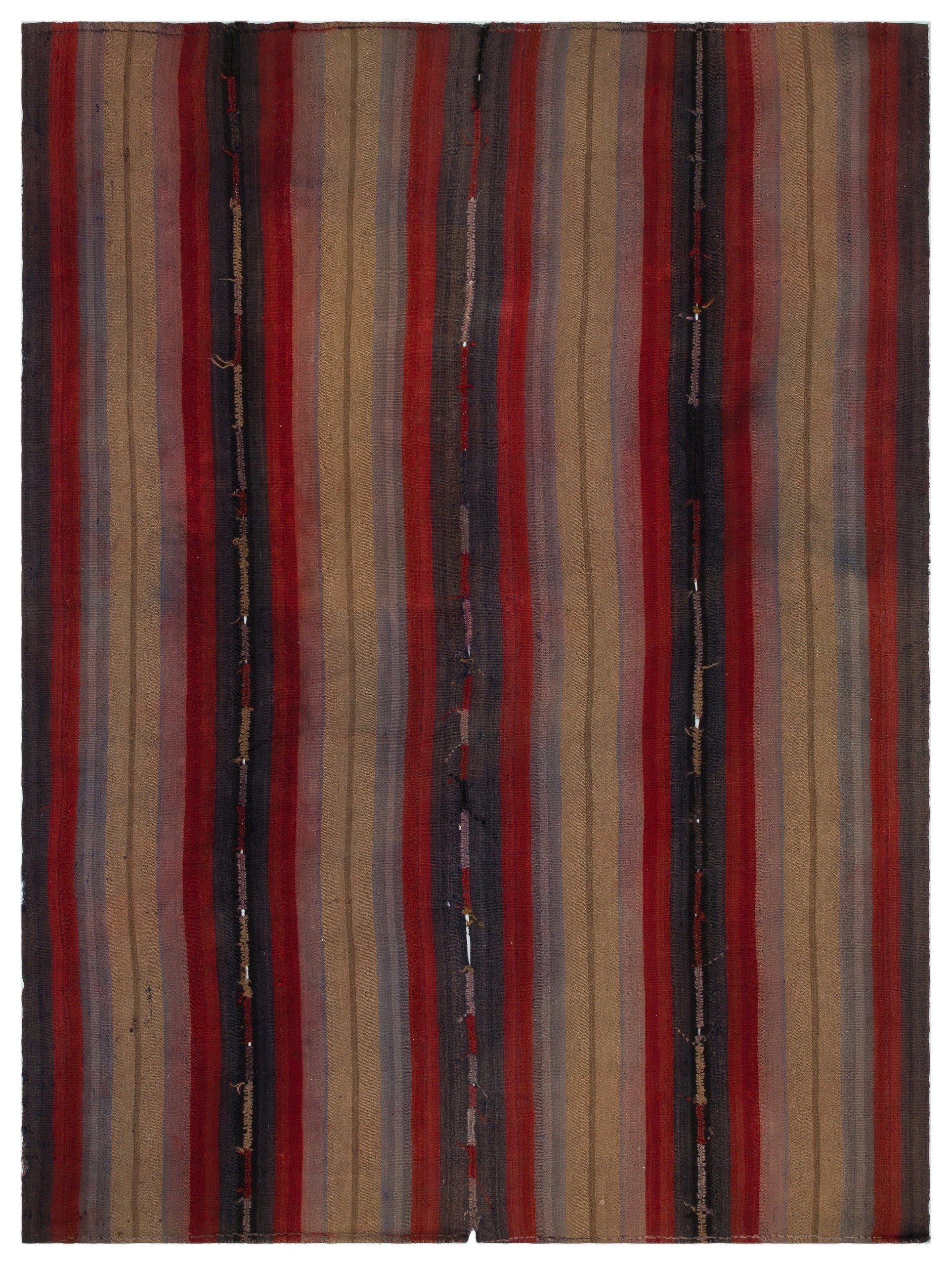 Striped Over Dyed Kilim Rug 6'8'' x 8'8'' ft 202 x 263 cm