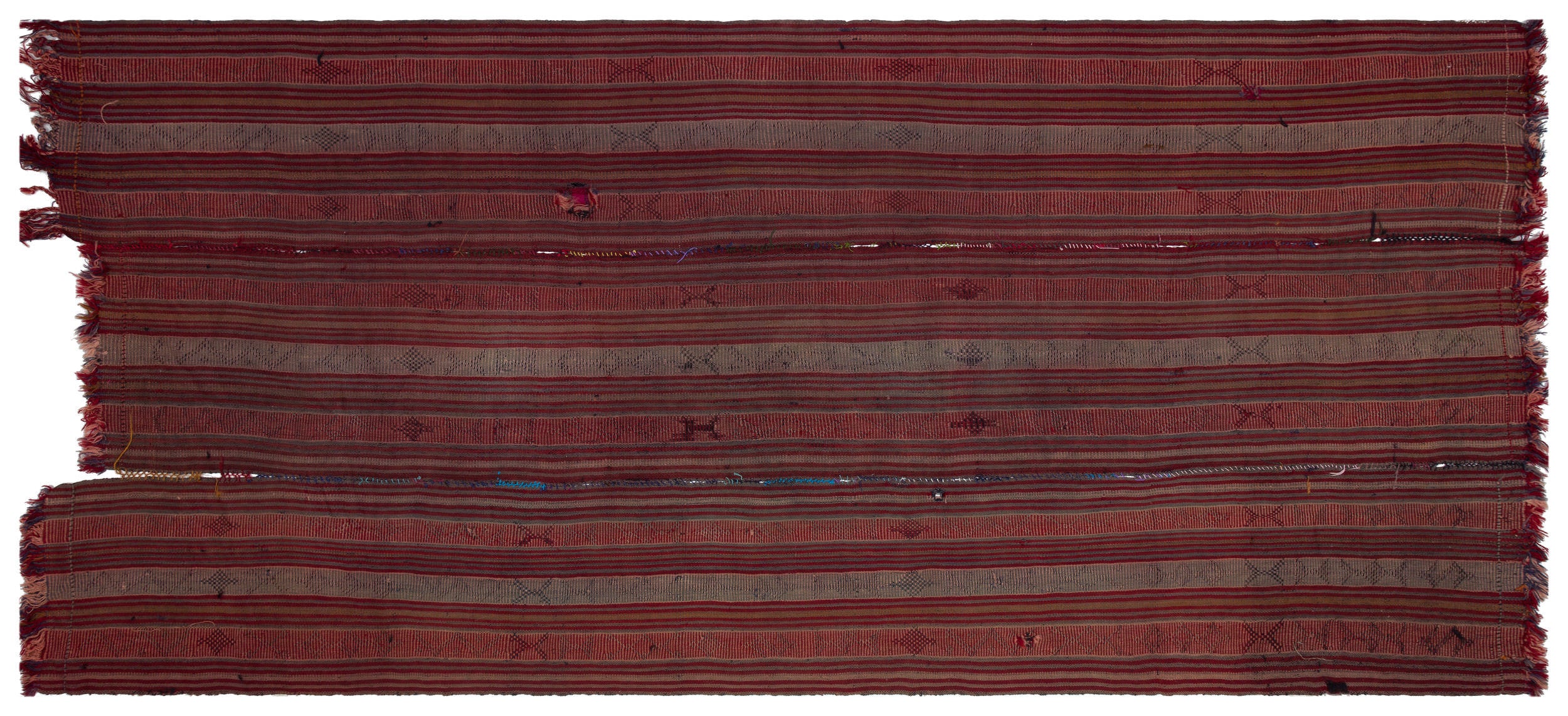 Striped Over Dyed Kilim Rug 5'5'' x 11'3'' ft 166 x 344 cm