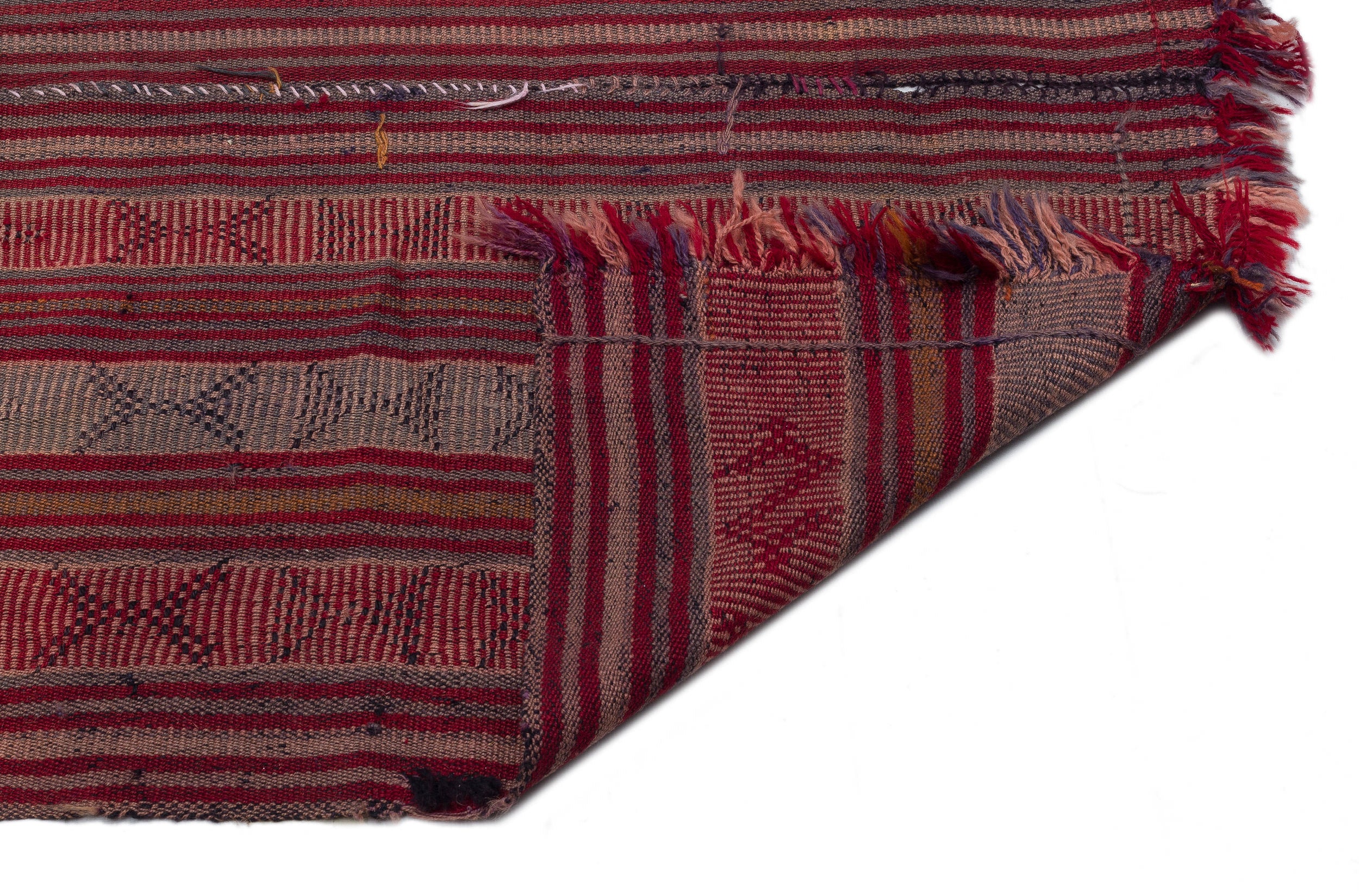 Striped Over Dyed Kilim Rug 5'5'' x 11'3'' ft 166 x 344 cm