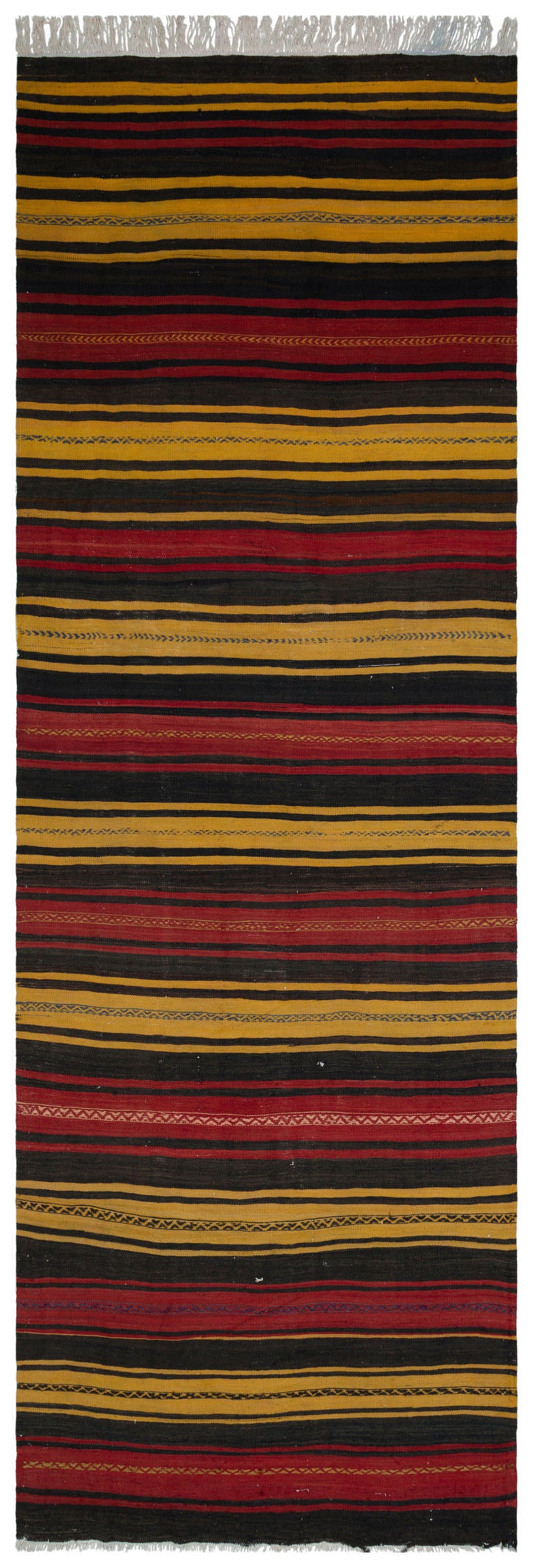 Striped Over Dyed Kilim Rug 4'9'' x 14'2'' ft 145 x 432 cm