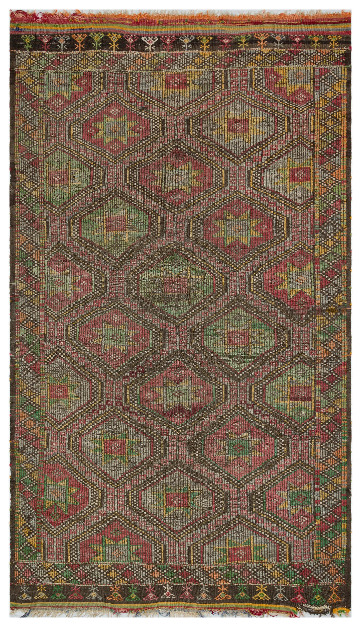 Geometric Over Dyed Kilim Rug 5'5'' x 9'2'' ft 166 x 280 cm