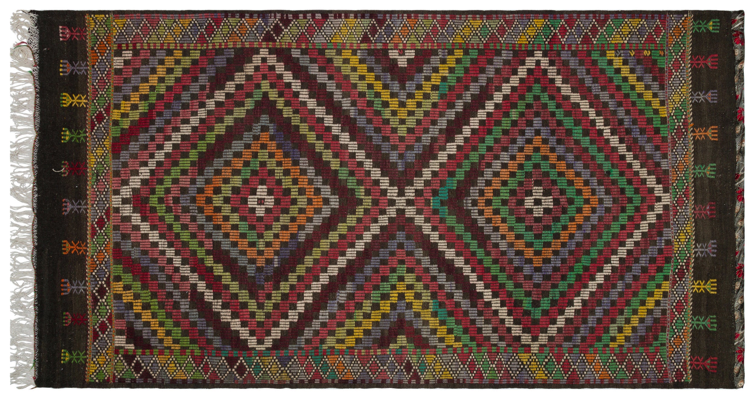 Geometric Over Dyed Kilim Rug 5'9'' x 10'5'' ft 175 x 317 cm