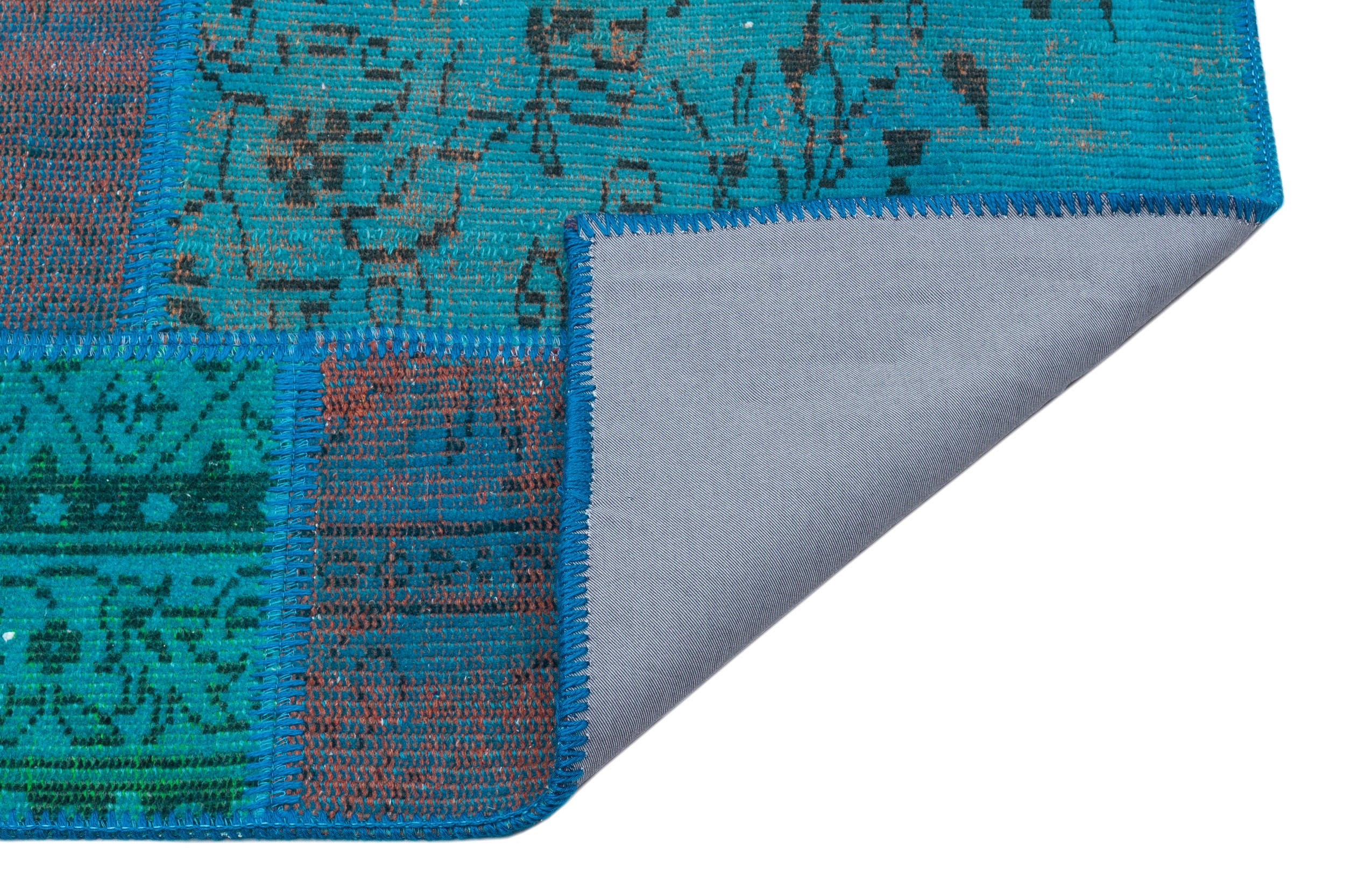 Turquoise Over Dyed Patchwork Unique Rug 4'0'' x 6'0'' ft 122 x 183 cm