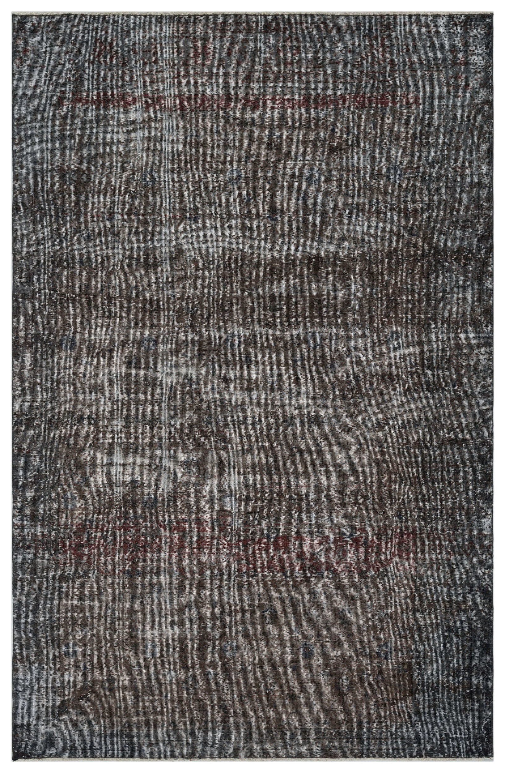 Gray Over Dyed Vintage Rug 6'1'' x 9'5'' ft 185 x 288 cm
